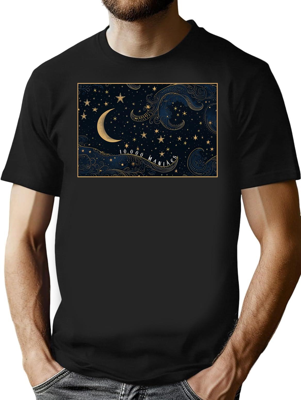 10000 Maniacs Vintage Victorian Design T-Shirt for Men & Women, T-Shirts Graphic Tee - Black