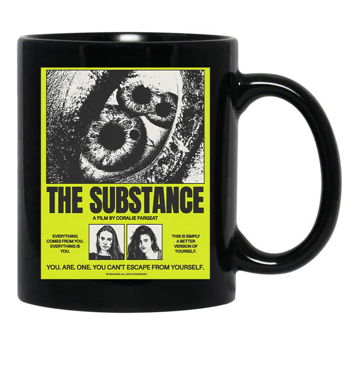 The Substance Movie Horror Style Black Coffee Mug, Gift Coffee Mug - Black