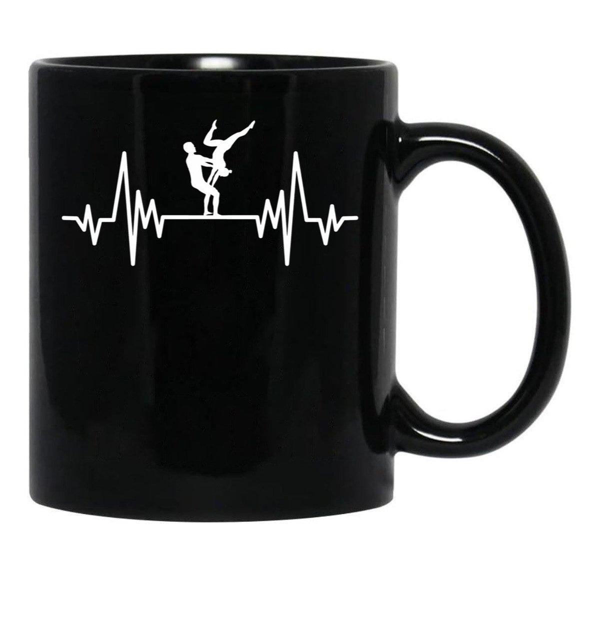 Acroyoga Heartbeat Acro Funny Acroyoga Yoga Black Coffee Mug, Gift Coffee Mug - Black