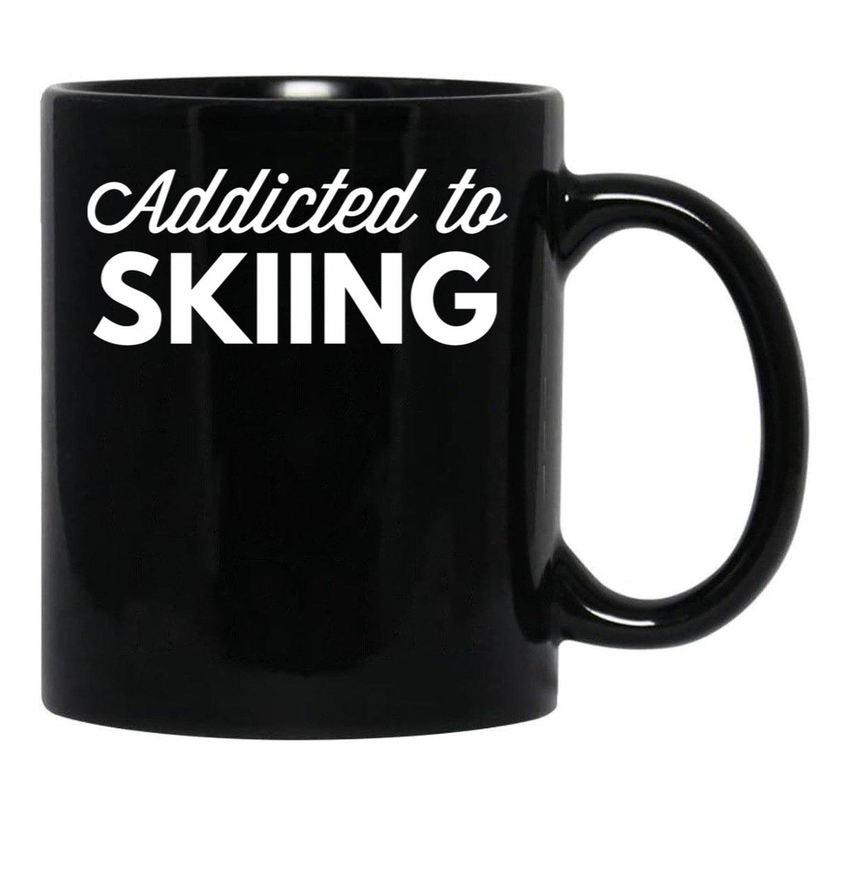 Addicted To Skiing Black Coffee Mug, Gift Coffee Mug - Black