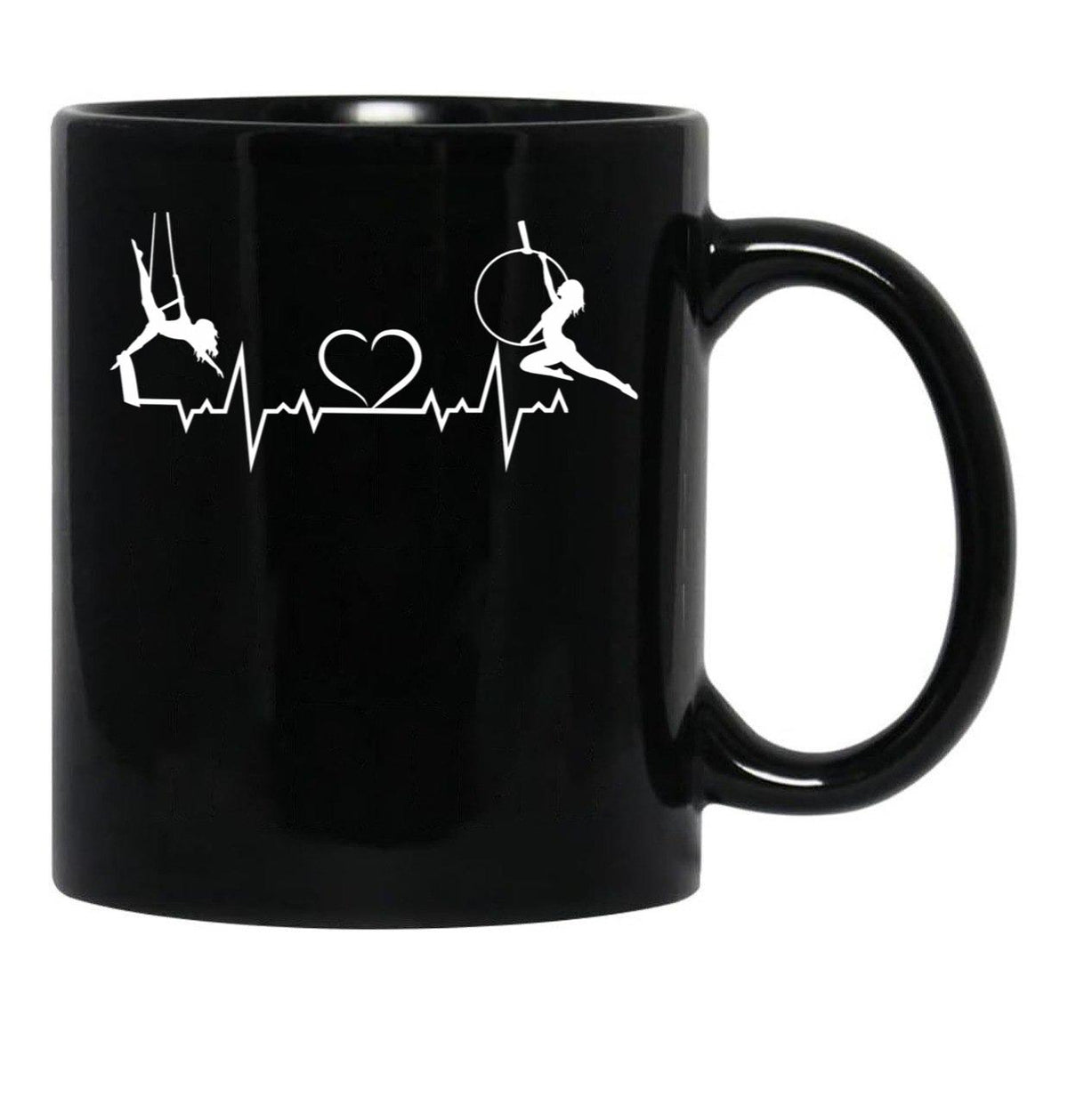 Aerial Hoop And Aerial Silks Heartbeat Aerial Silks Circus Funny Lyra Black Coffee Mug, Gift Coffee Mug - Black