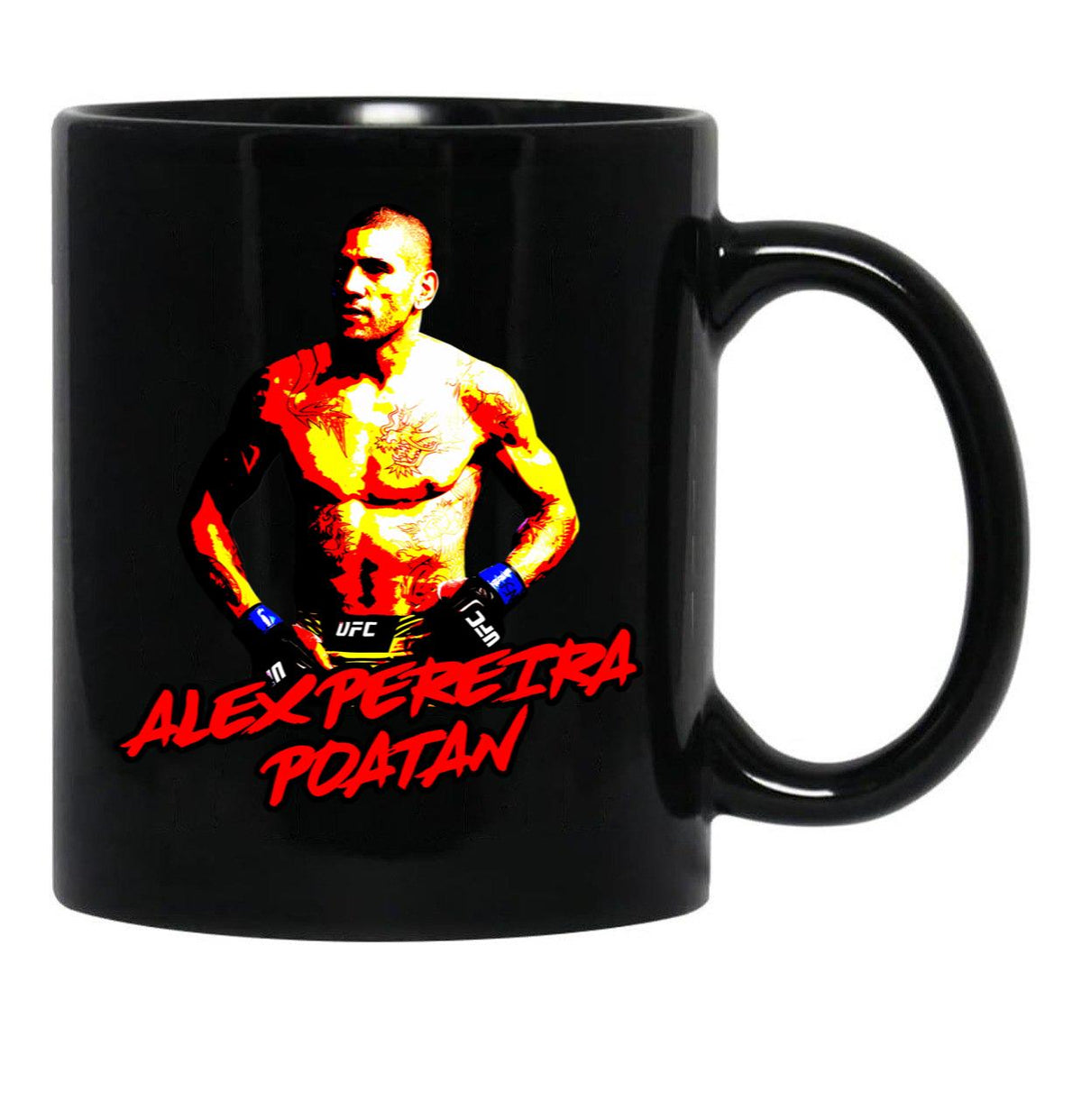 Alex Pereira Poatan Artwork Black Coffee Mug, Gift Coffee Mug - Black