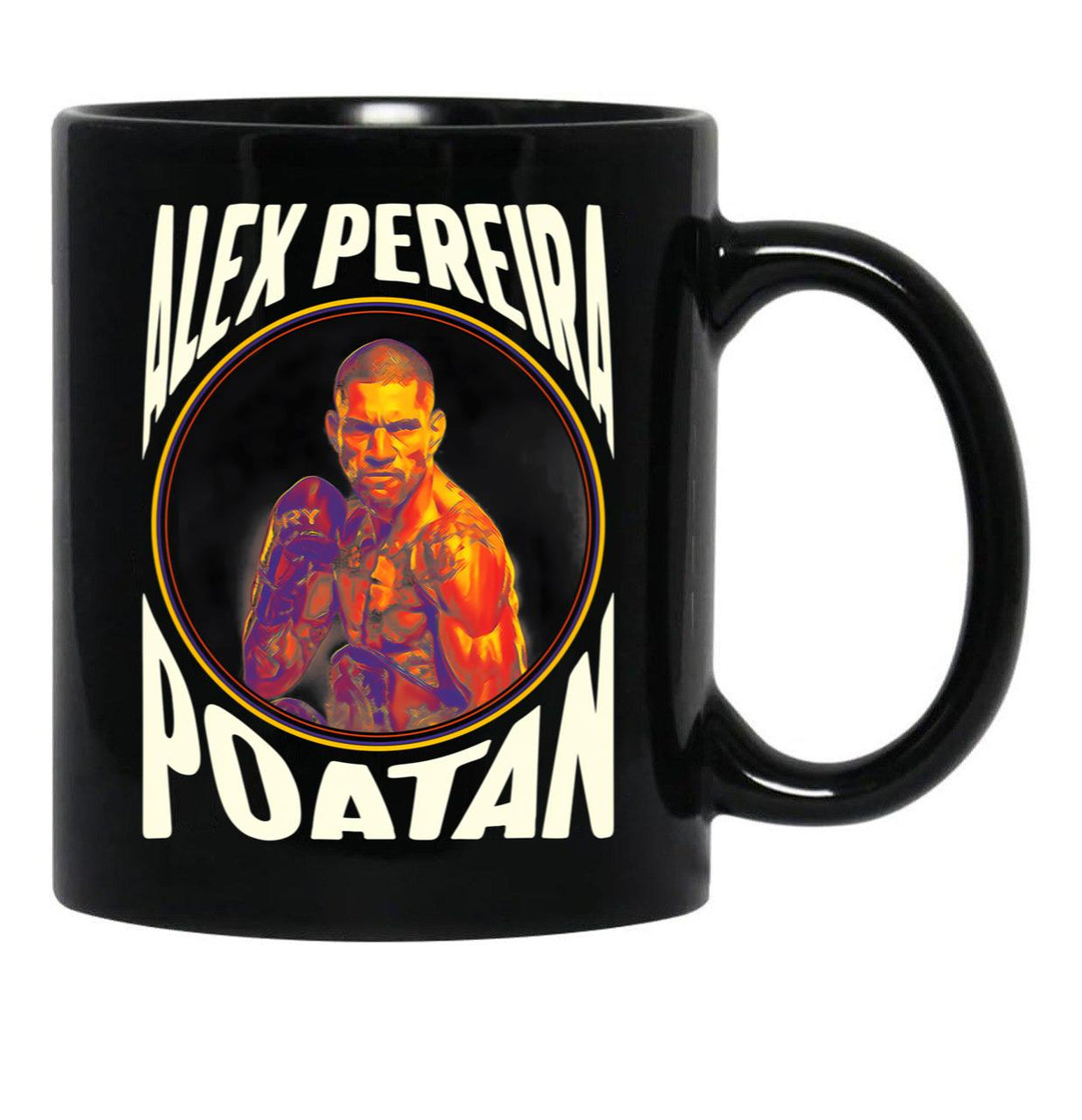 Alex Pereira Poatan Design Black Coffee Mug, Gift Coffee Mug - Black