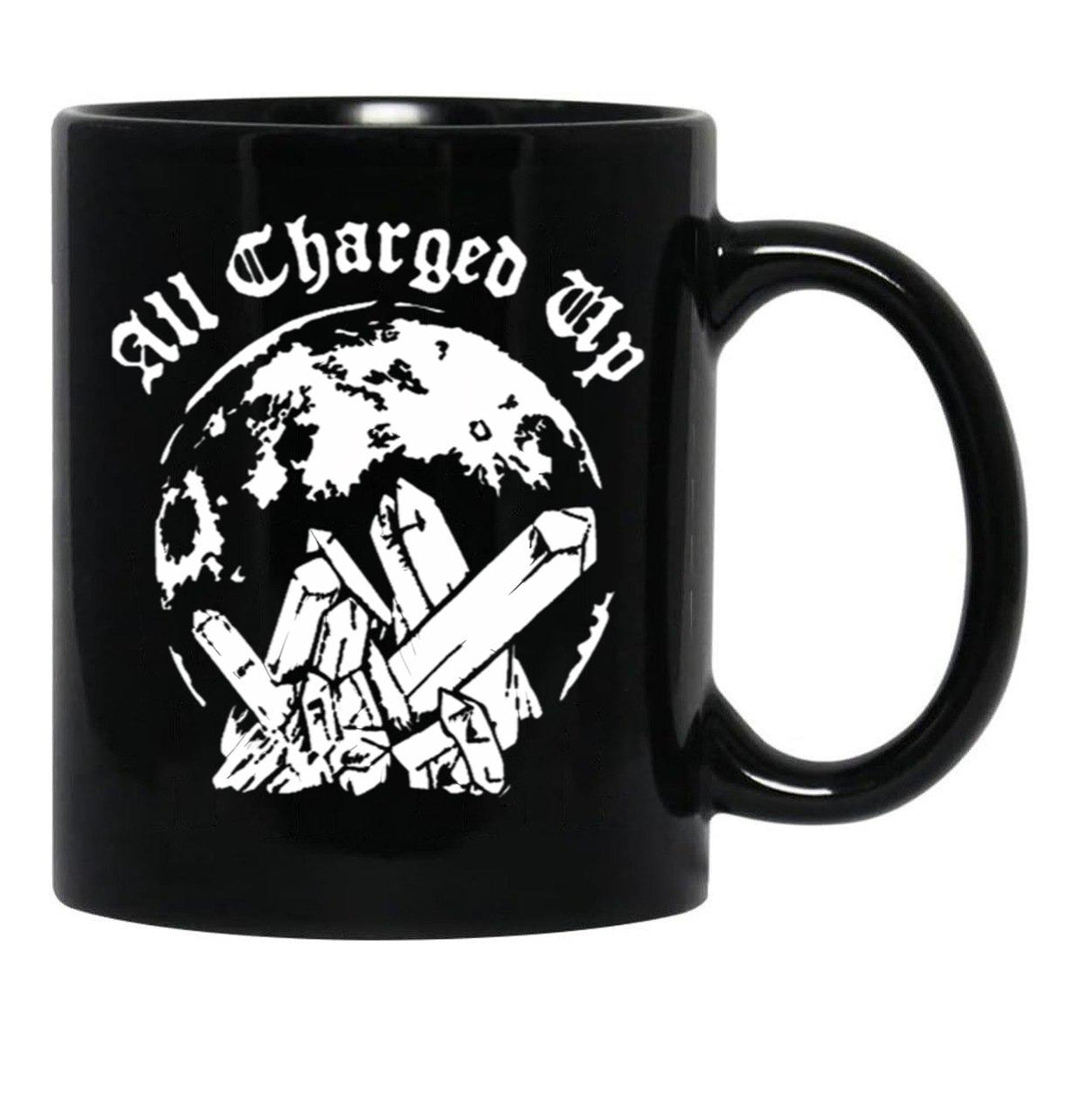 All Charged Up Black Coffee Mug, Gift Coffee Mug - Black