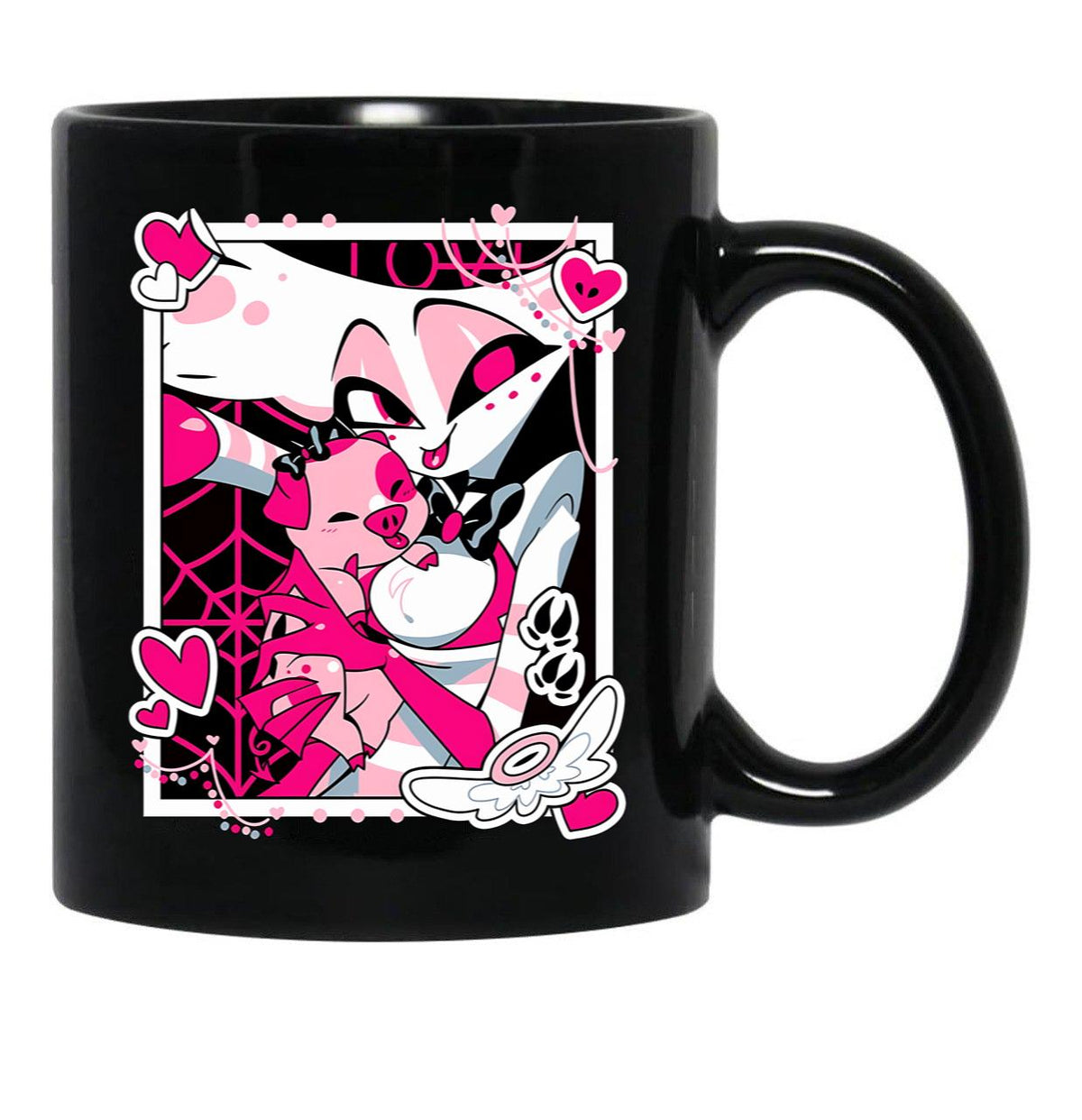 Angel Dust And Fat Nugget Selfie - Hazbin Hotel Black Coffee Mug, Gift Coffee Mug - Black