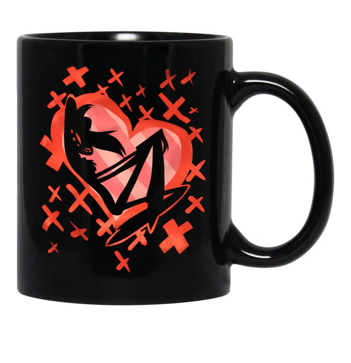 Angel Dust Valentines Day - Hazbin Hotel Black Coffee Mug, Gift Coffee Mug - Black