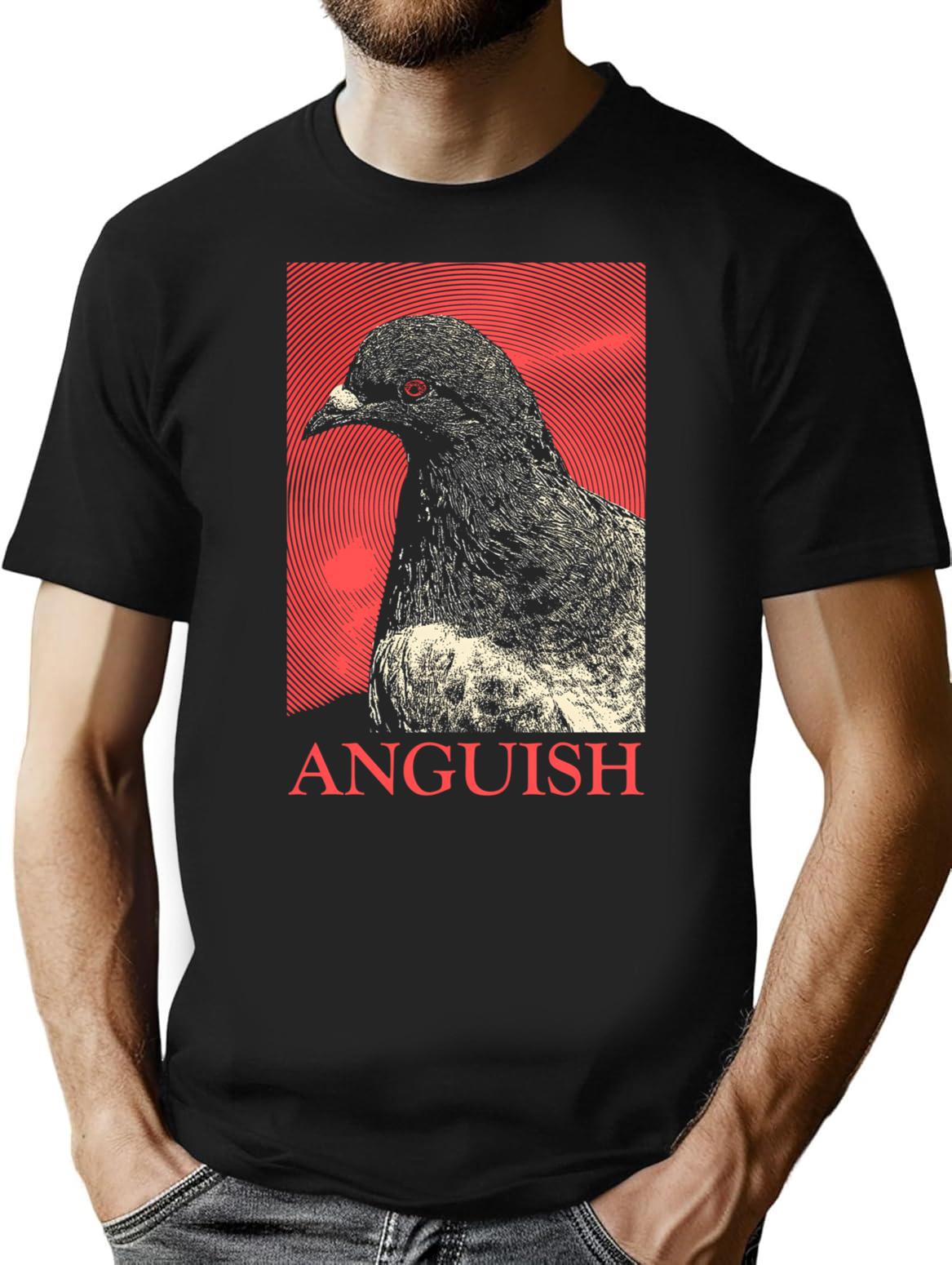 Anguish Pigeon T-Shirt for Men & Women, T-Shirts Graphic Tee - Black