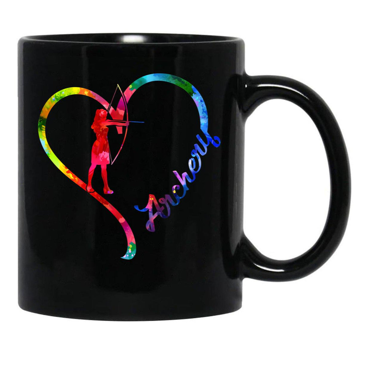 Archery Heart Black Coffee Mug, Gift Coffee Mug - Black