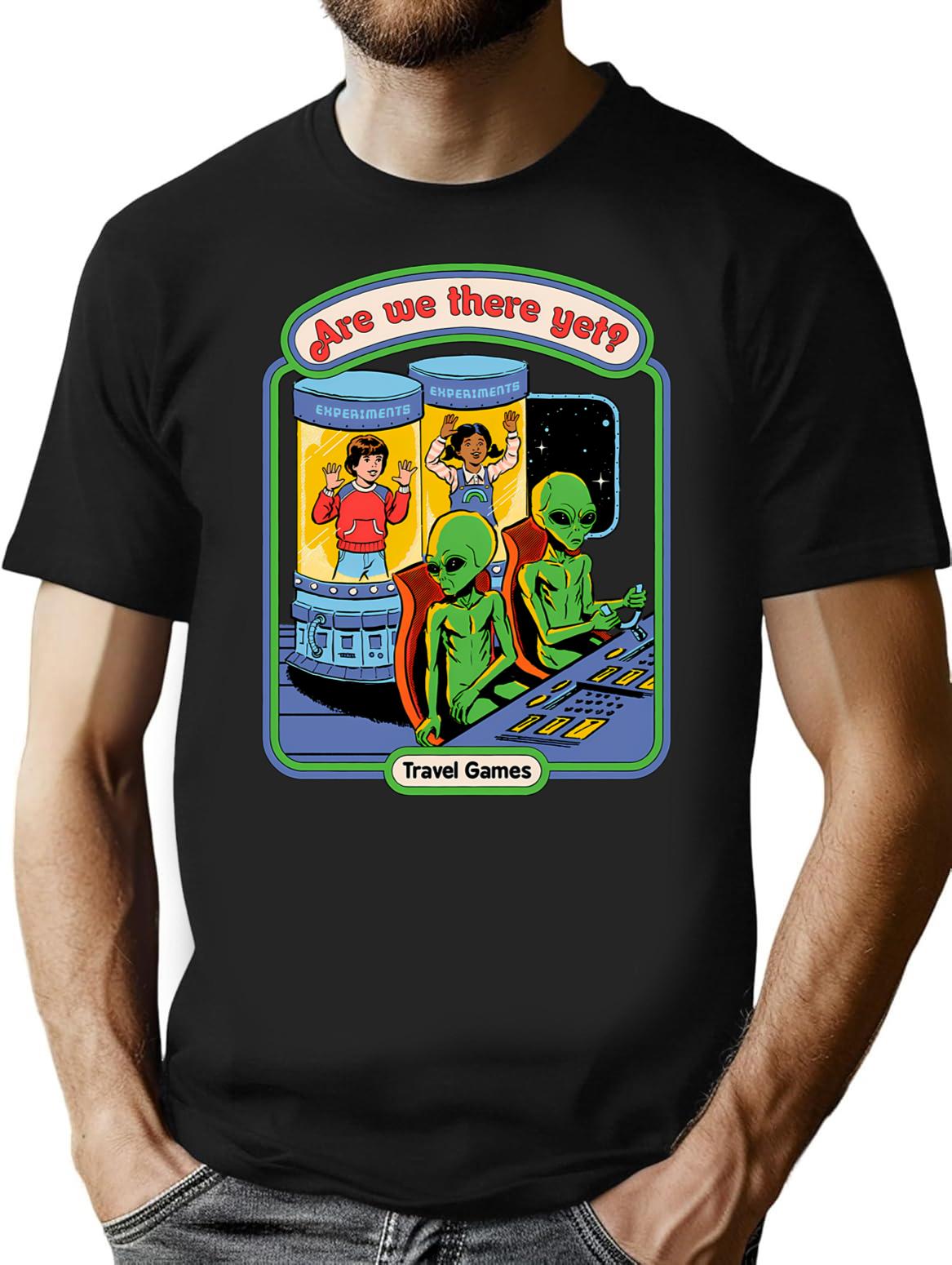 Are We There Yet T-Shirt for Men & Women, T-Shirts Graphic Tee - Black