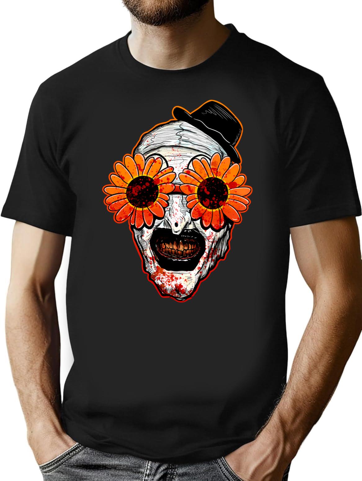 Art The Clown Terrifier 2 Sunflower Sunglasses Horror T-Shirt for Men & Women, T-Shirts Graphic Tee - Black