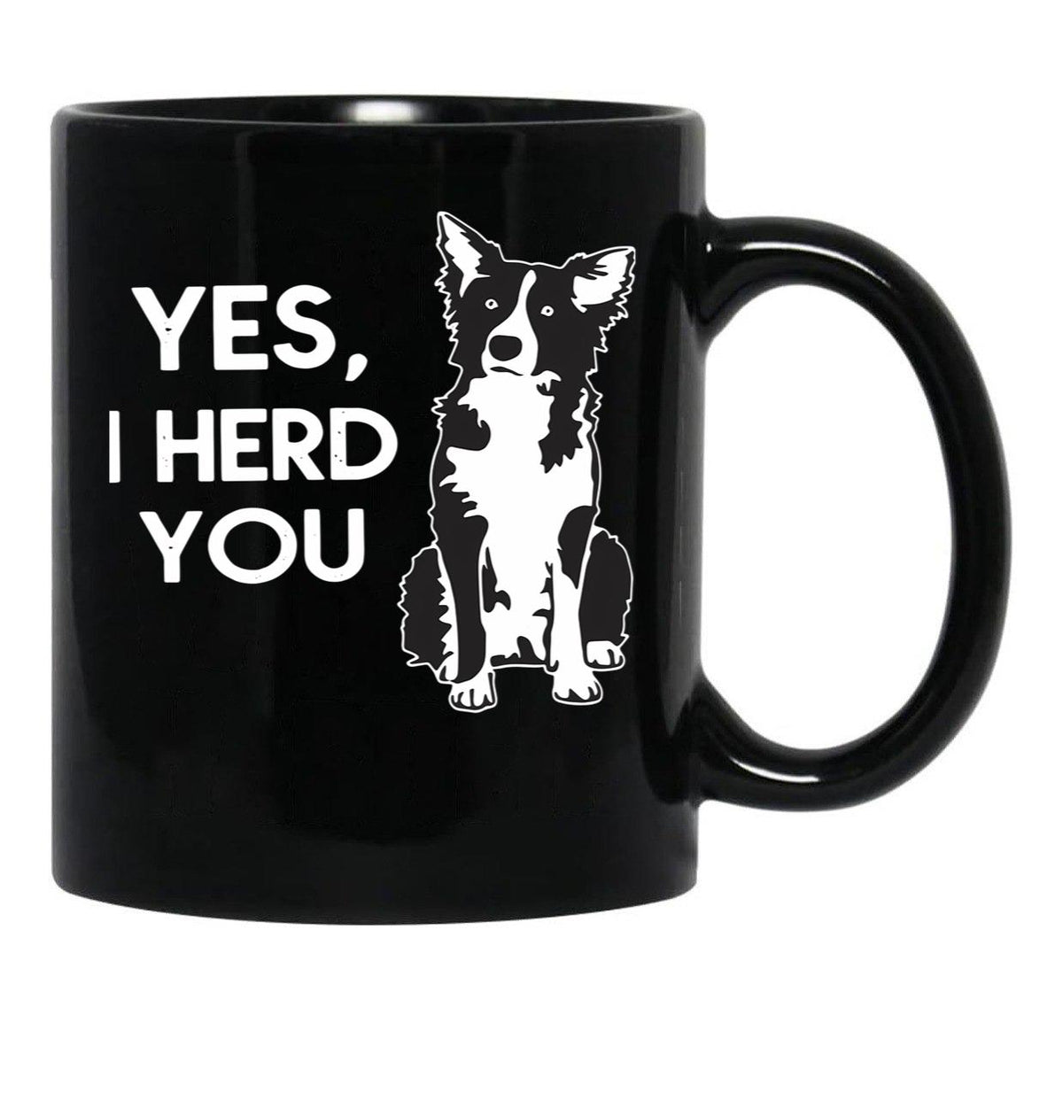 Australian Shepherd Herding Dog Funny I Herd You Mom Dad Black Coffee Mug, Gift Coffee Mug - Black