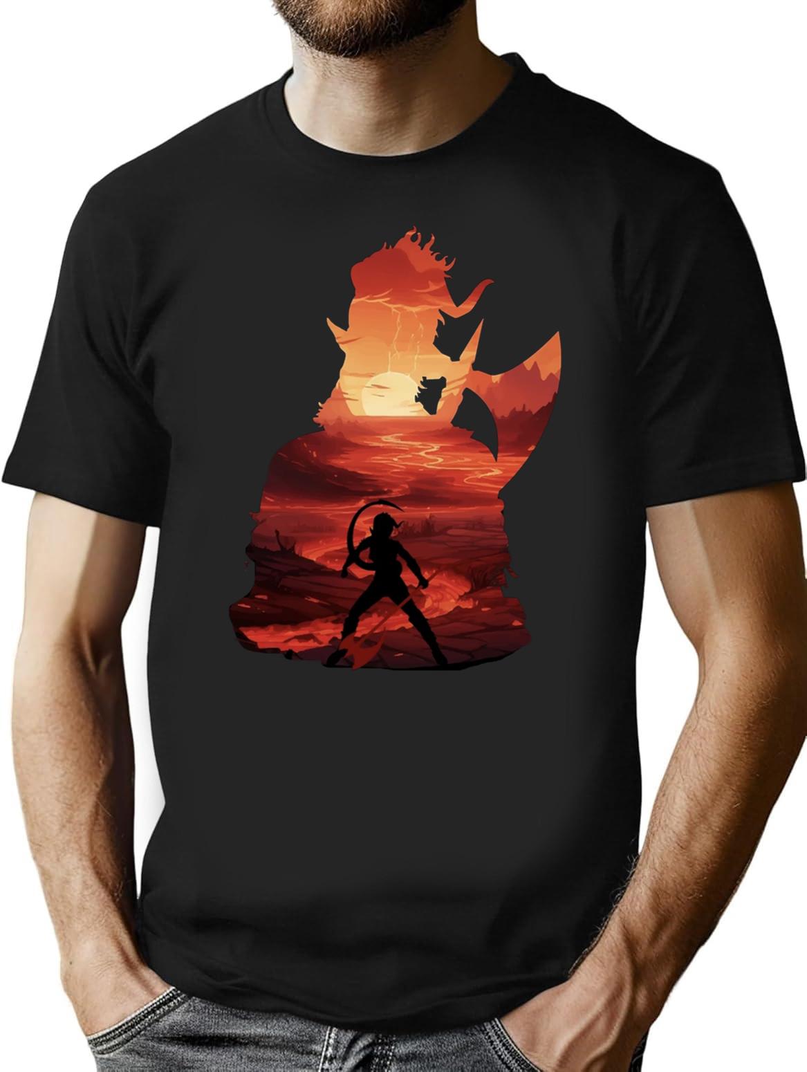 Baldurs Gate 3 - Karlach Negative Illusion Classic Premium Heavyweight Cotton T-Shirt - Black