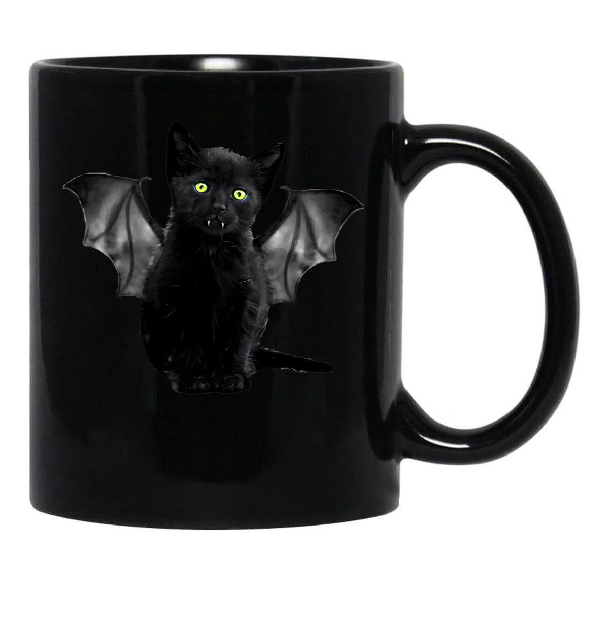 Batcat Black Cat Kitten Bat Funny T-Shirt Black Coffee Mug, Gift Coffee Mug - Black