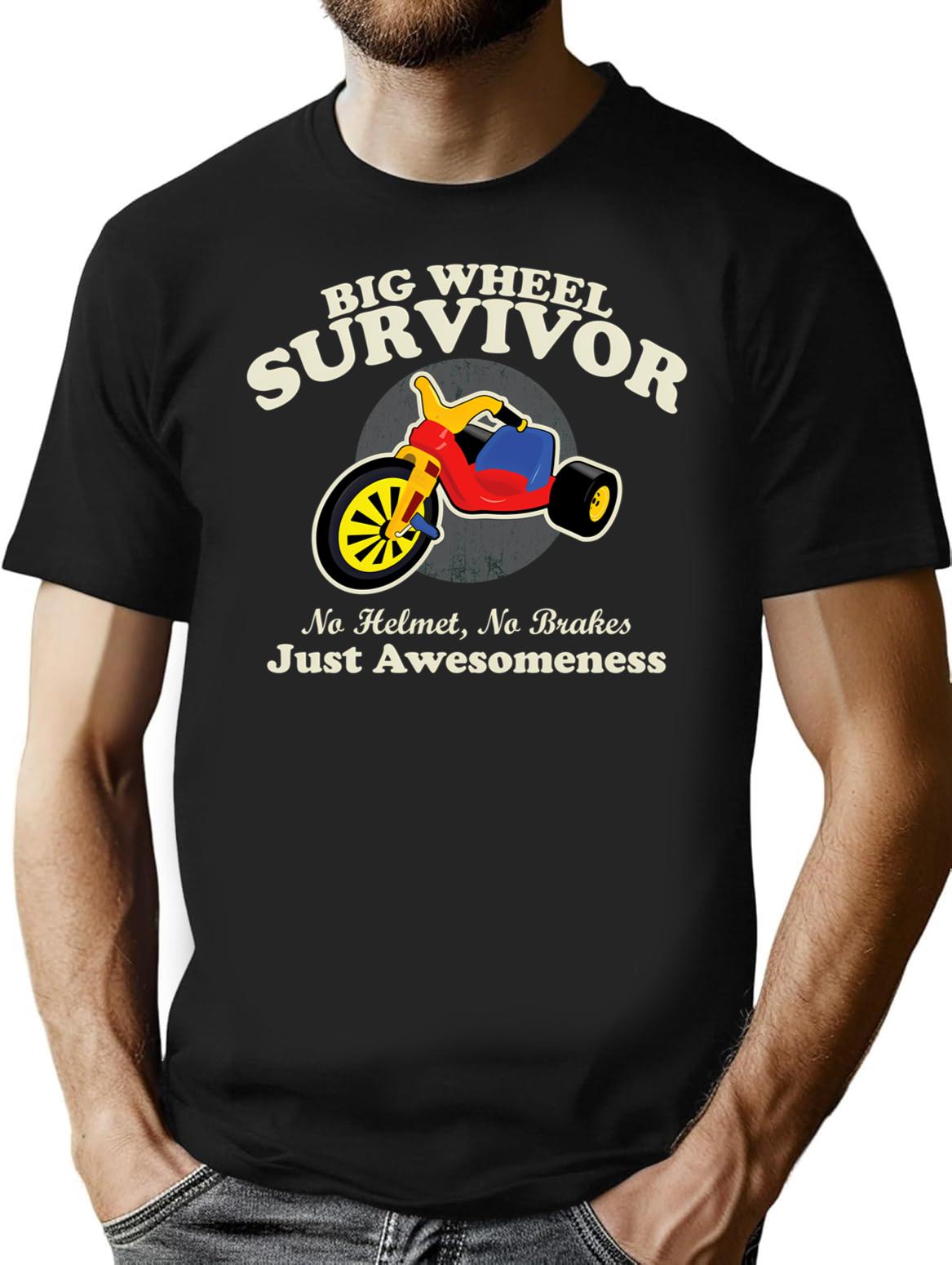Big Wheel Survivor Premium Heavyweight Cotton T-Shirt - Black