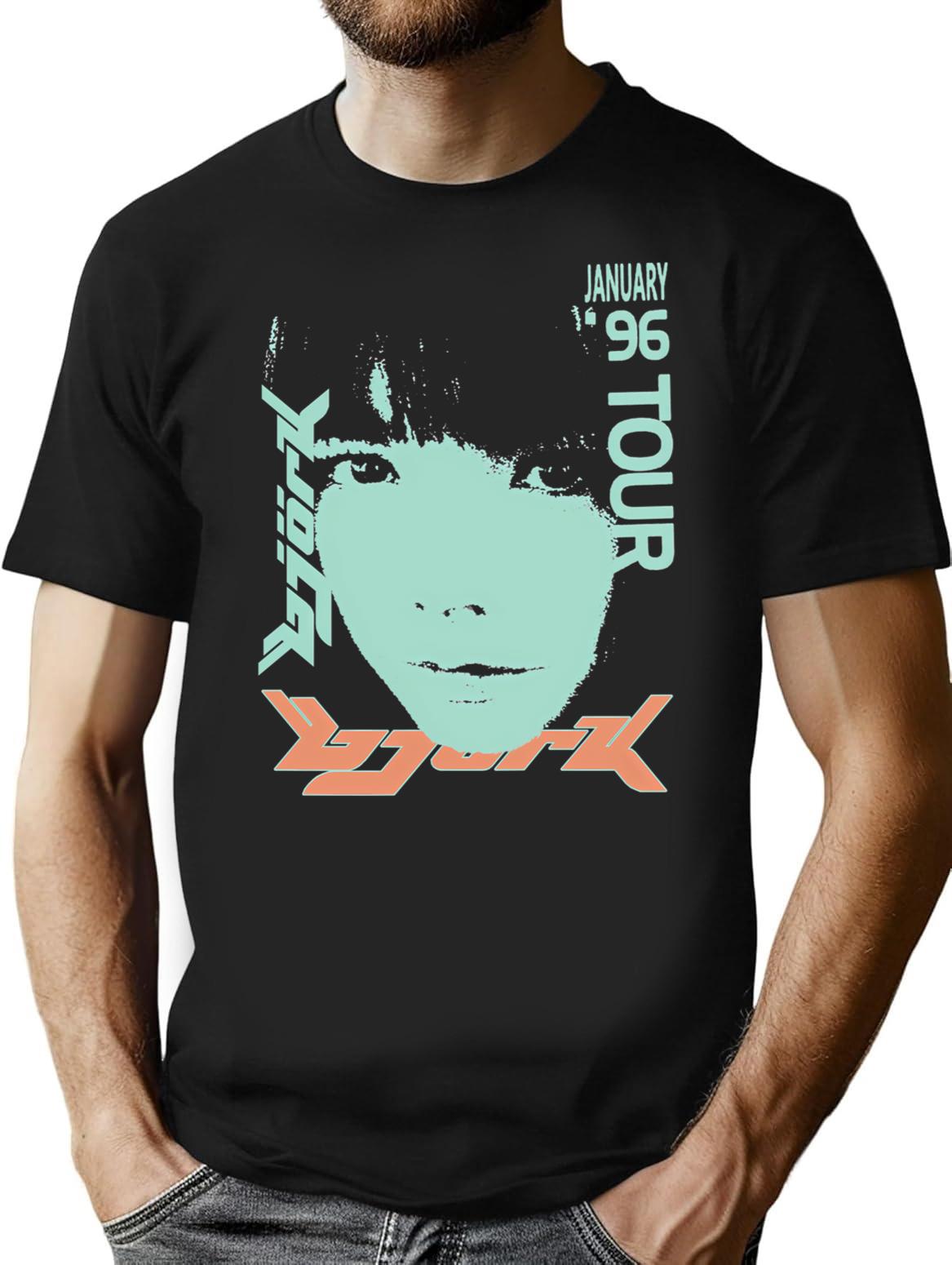 Bjork 1996 January Tour (Mint Light Melon) T-Shirt for Men & Women, T-Shirts Graphic Tee - Black