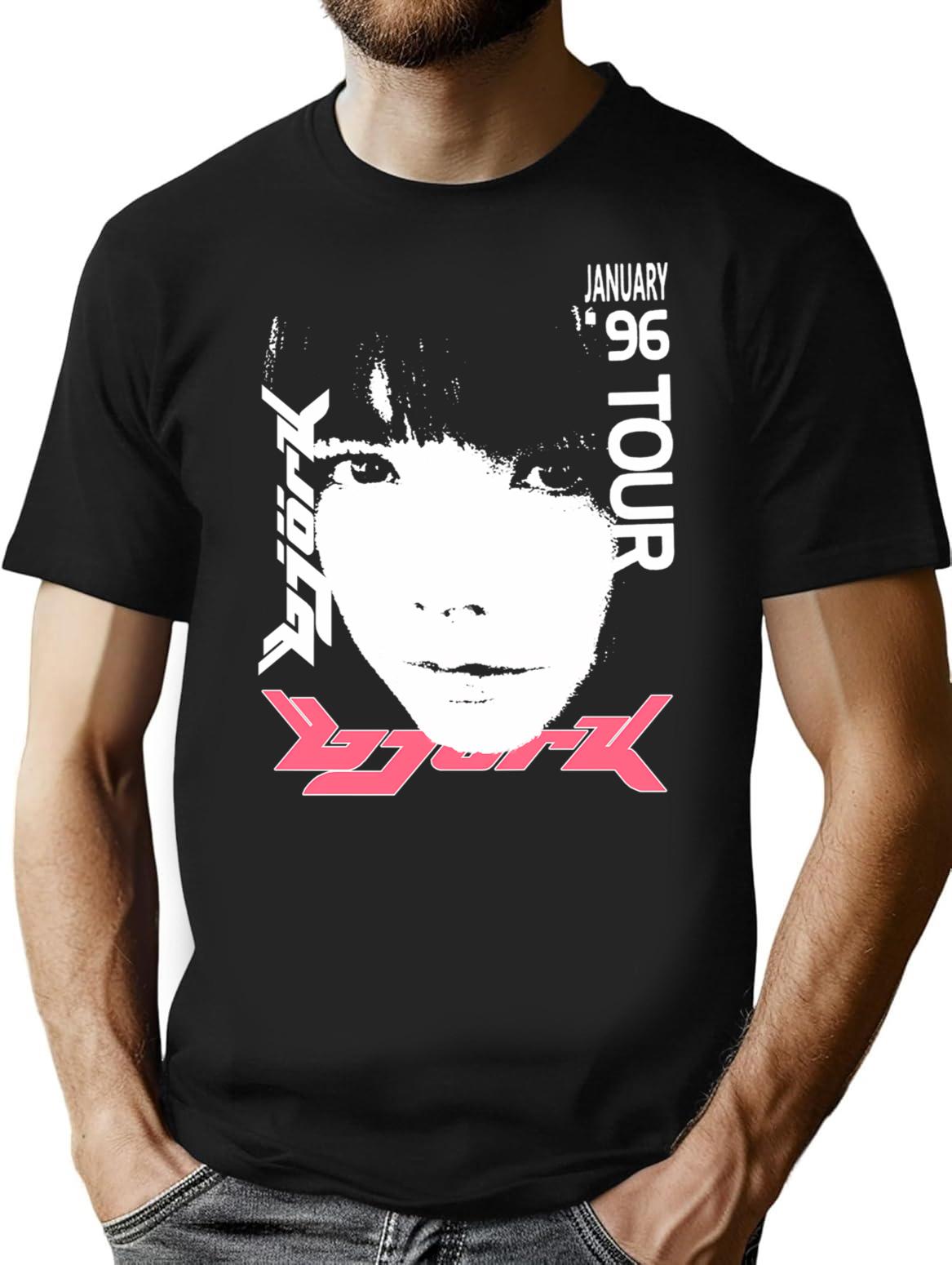 Bjork 1996 January Tour T-Shirt for Men & Women, T-Shirts Graphic Tee - Black