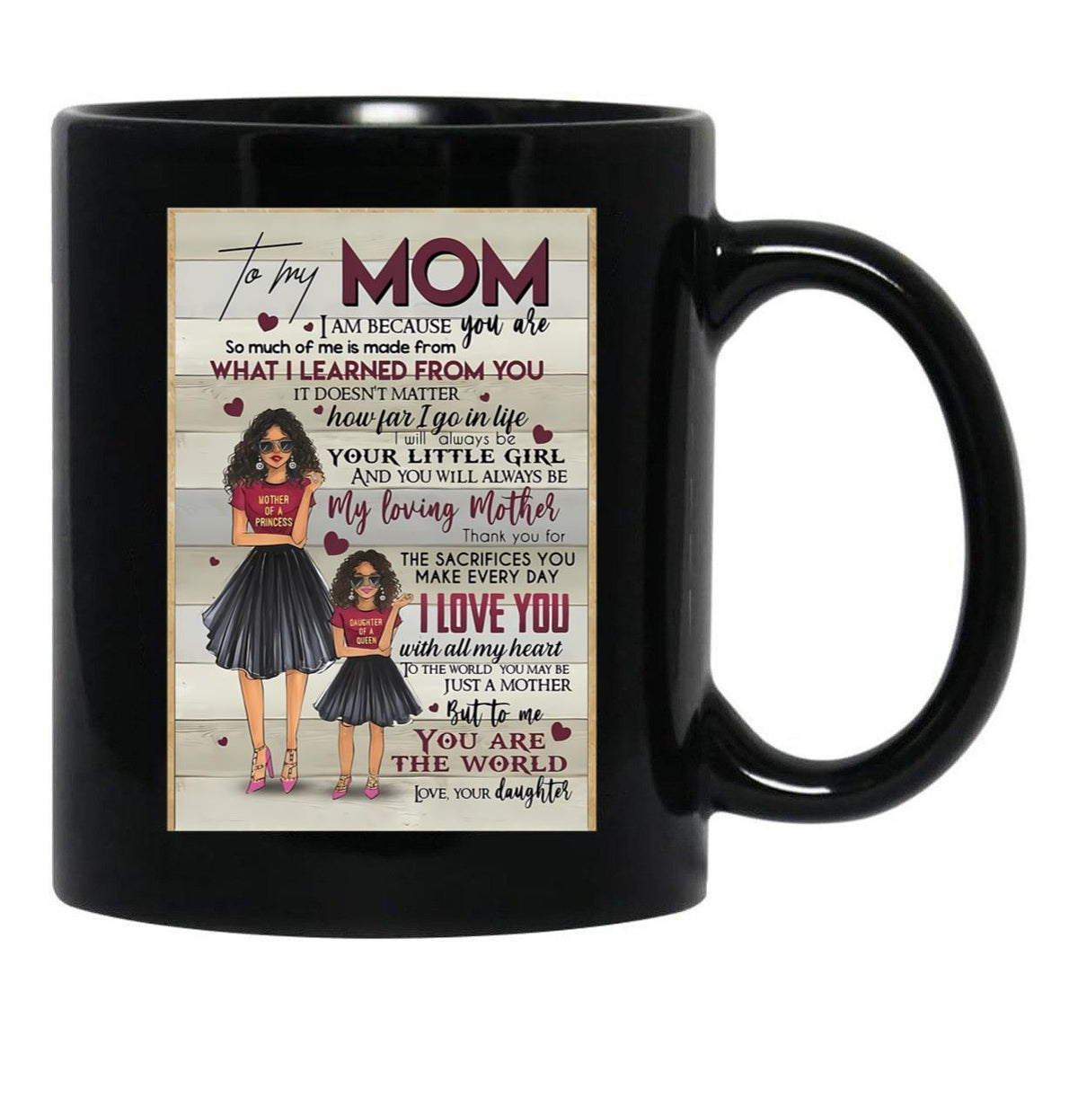 Black Daughter To My Mom Mothers Day Meaning Quotes Black Coffee Mug - Black