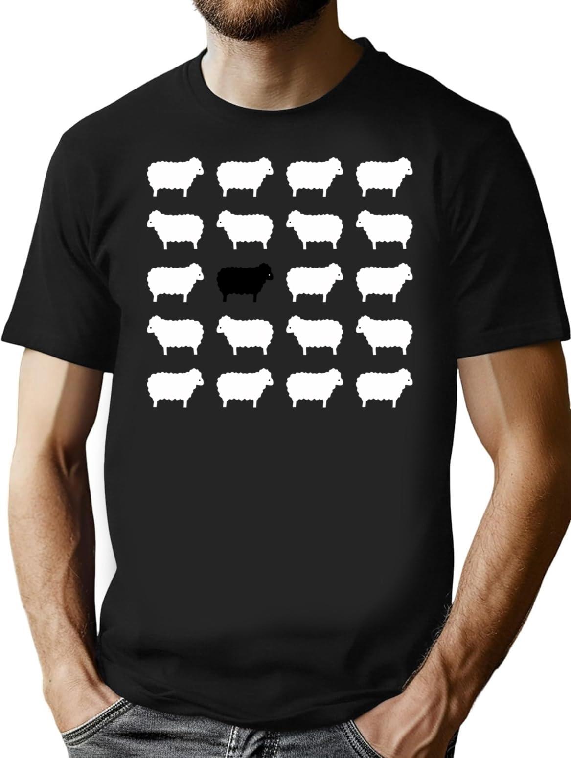 Black Sheep Sweater Pattern T-Shirt for Men & Women, T-Shirts Graphic Tee - Black