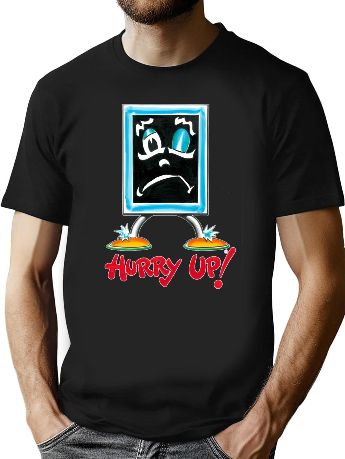 Blackboard Hurry Up Vintage T-Shirt for Men & Women, T-Shirts Graphic Tee - Black