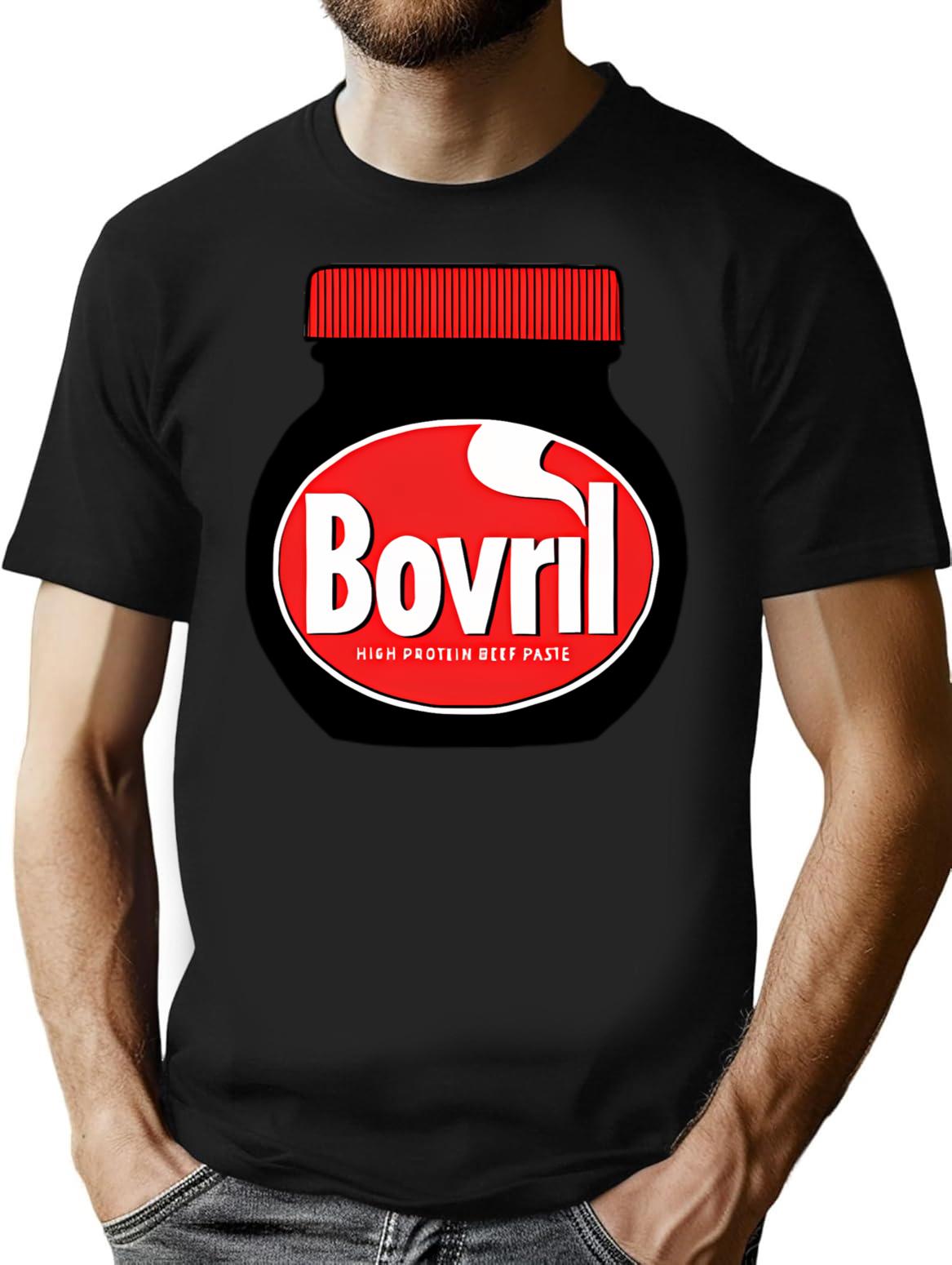 Bovril Illustration T-Shirt for Men & Women, T-Shirts Graphic Tee - Black