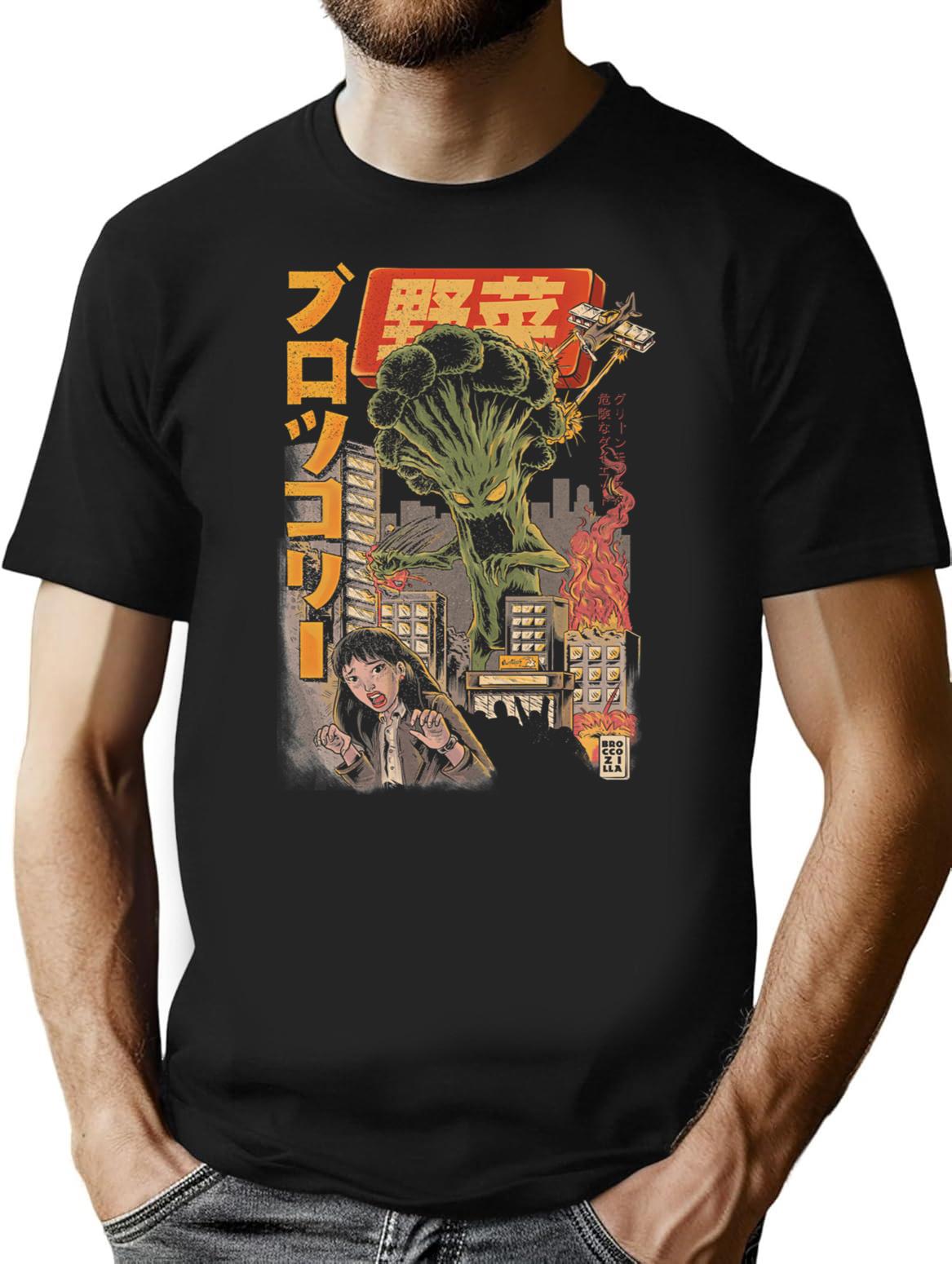 Broccozilla Black Version T-Shirt for Men & Women, T-Shirts Graphic Tee - Black