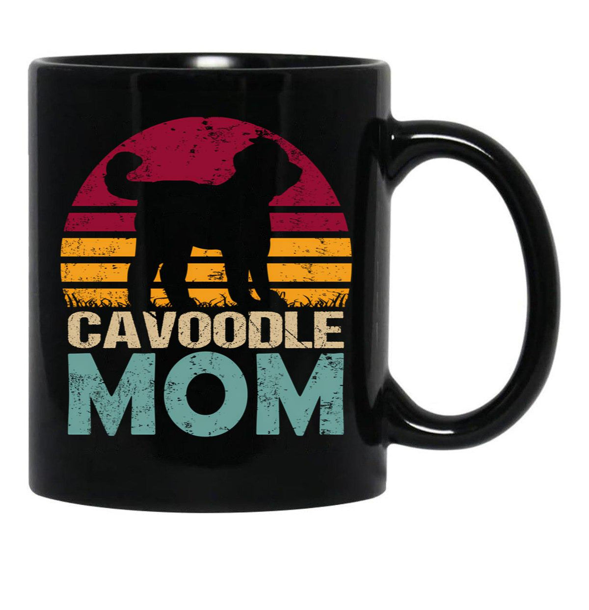 Cavoodle Dog Mom Vintage Black Coffee Mug, Gift Coffee Mug - Black