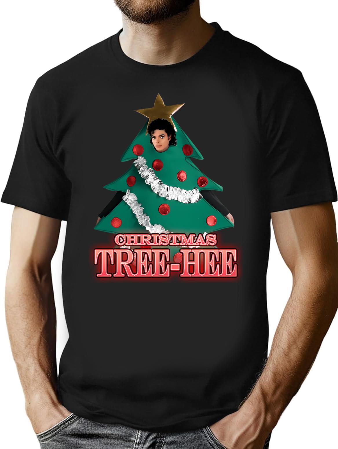Christmas Tree-Hee T-Shirt for Men & Women, T-Shirts Graphic Tee - Black