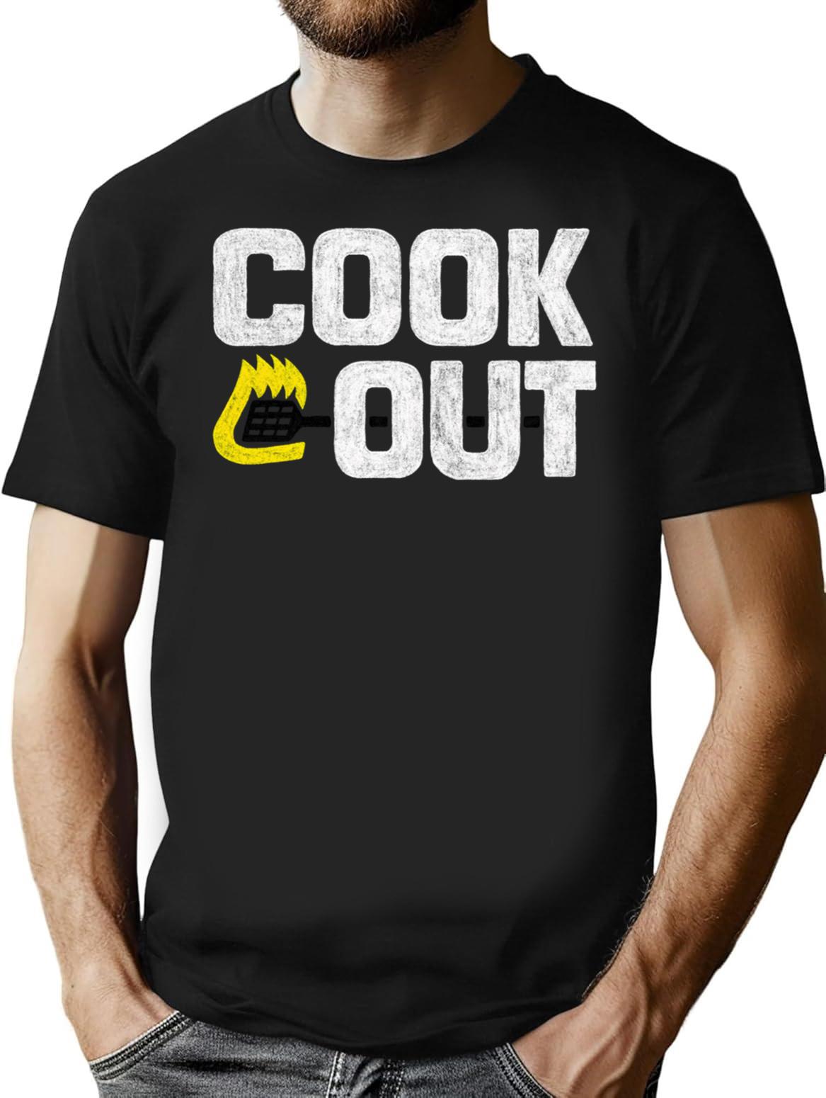 Cookout - Vintage Chalk Texture - White Black T-Shirt for Men & Women, T-Shirts Graphic Tee - Black