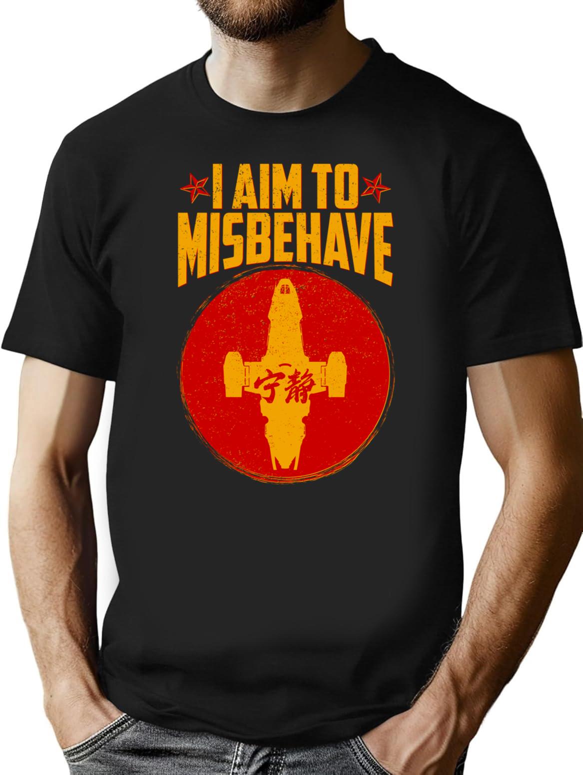 Cool SciFi I Aim to Misbehave Premium Heavyweight Cotton T-Shirt - Black
