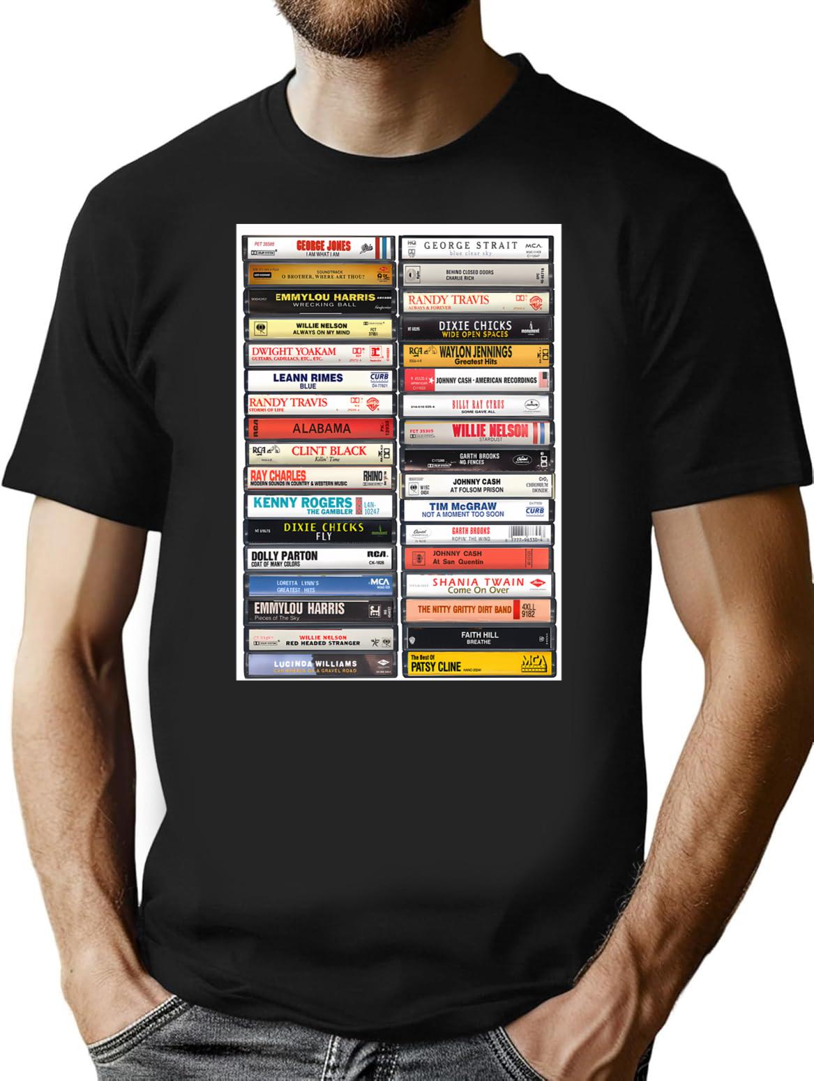 Country Music Hits - Greatest Country Hits - Vintage Cassettes T-Shirt for Men & Women, T-Shirts Graphic Tee - Black