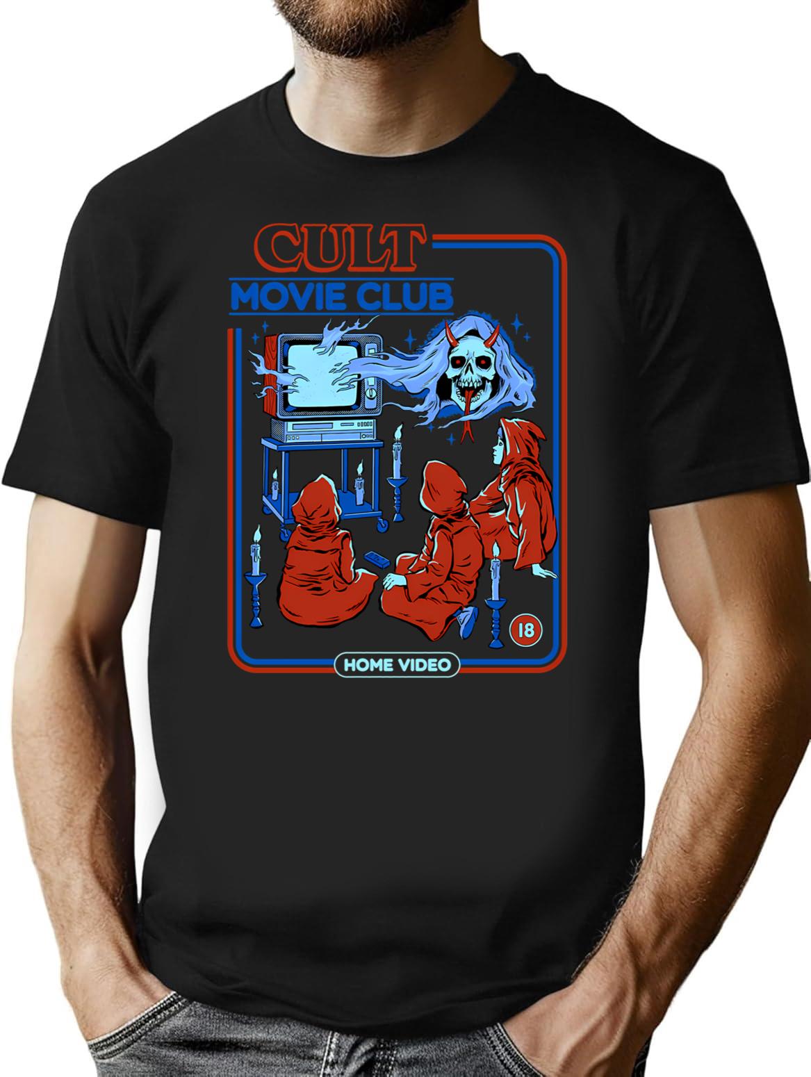 Cult Movie Club T-Shirt for Men & Women, T-Shirts Graphic Tee - Black