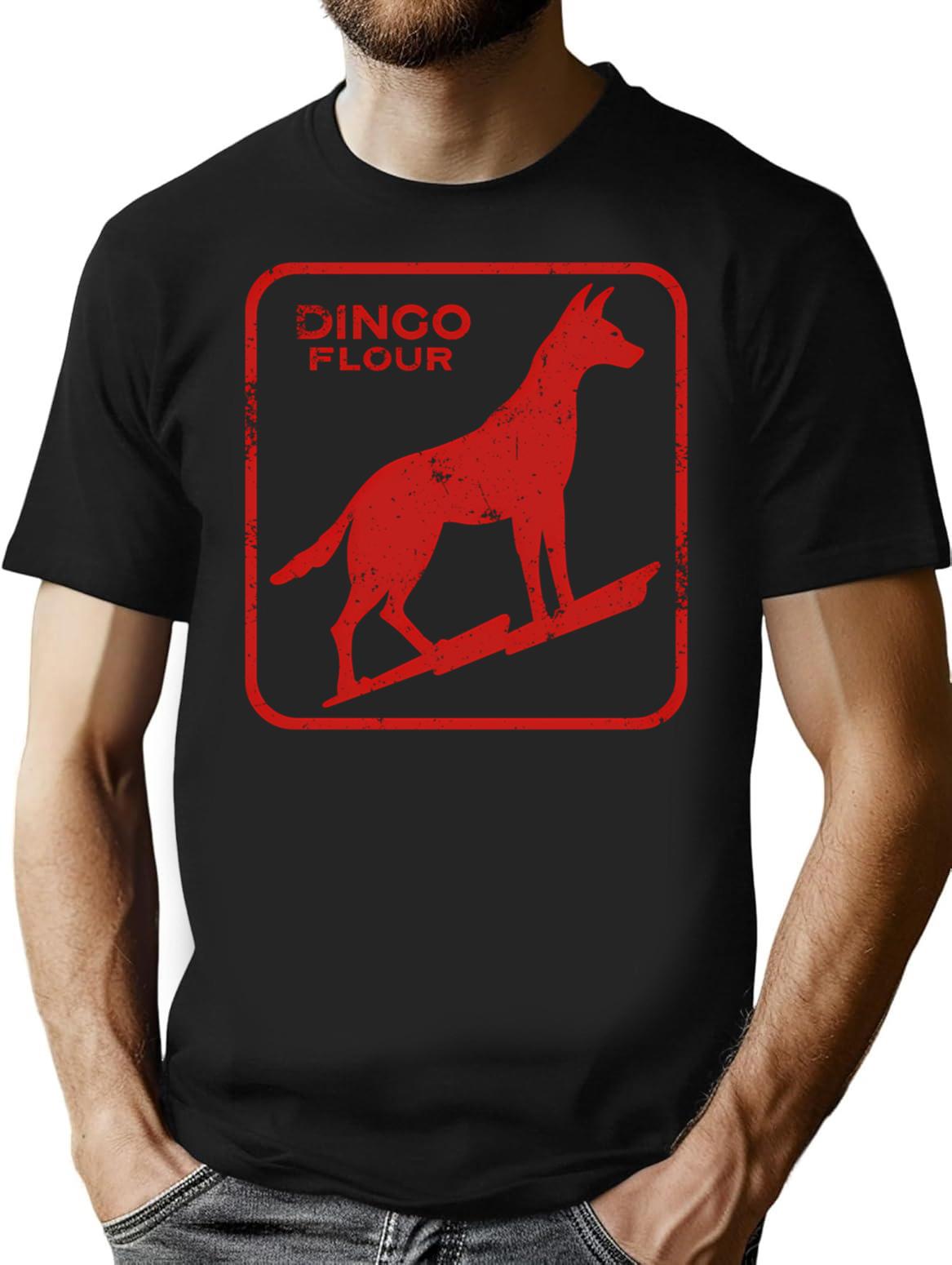 Dingo Flour (Washed Worn) T-Shirt for Men & Women, T-Shirts Graphic Tee - Black