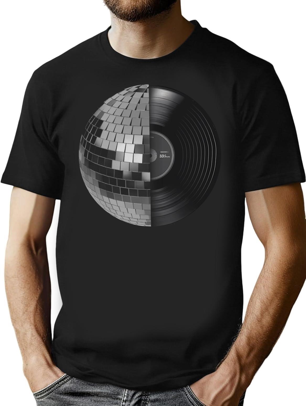 Disco T-Shirt for Men & Women, T-Shirts Graphic Tee - Black