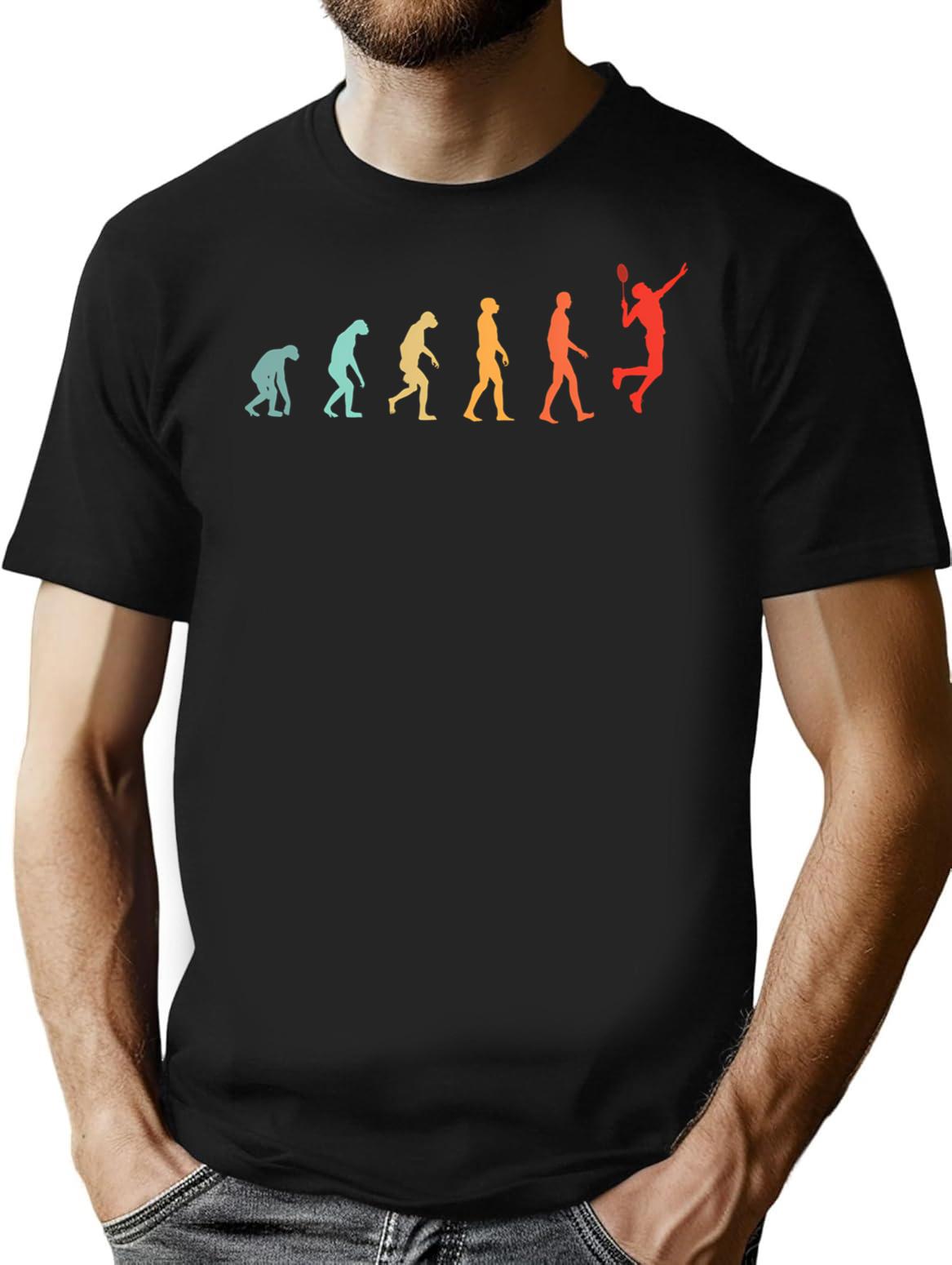 Evolution Of A Badminton Player Retro Vintage T-Shirt for Men & Women, T-Shirts Graphic Tee - Black