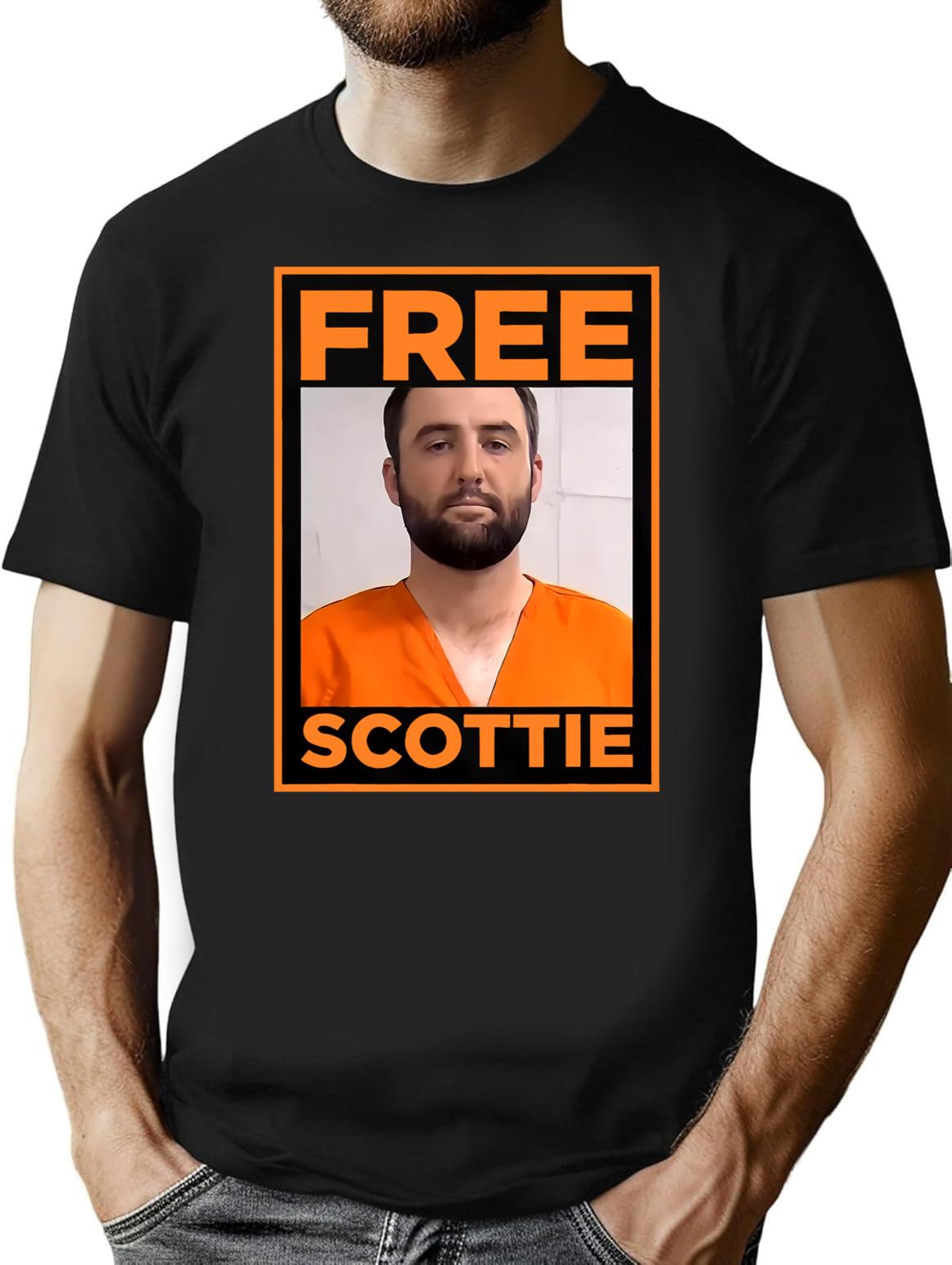 Free Scottie Mug Shot Funny Humour Premium Heavyweight Cotton T-Shirt - Black