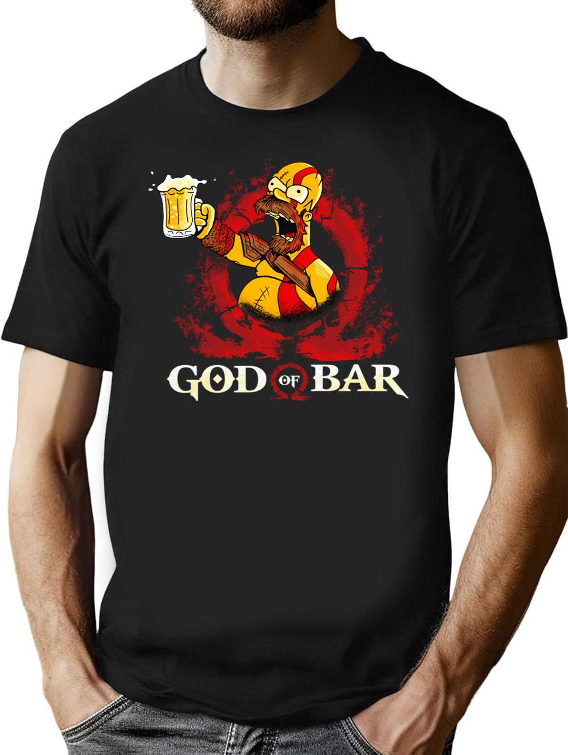 God of Bar Homer-Sim.Pson Parody KRA-TOS Funny God.of.War Shirt Premium Heavyweight Cotton T-Shirt - Black