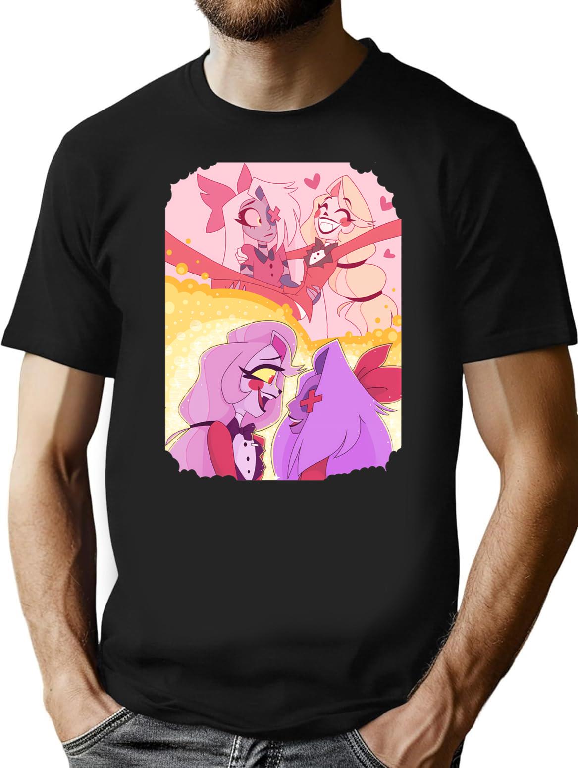 Hazbin Hotel - Vaggie And Charlie Painting Premium Heavyweight Cotton T-Shirt - Black