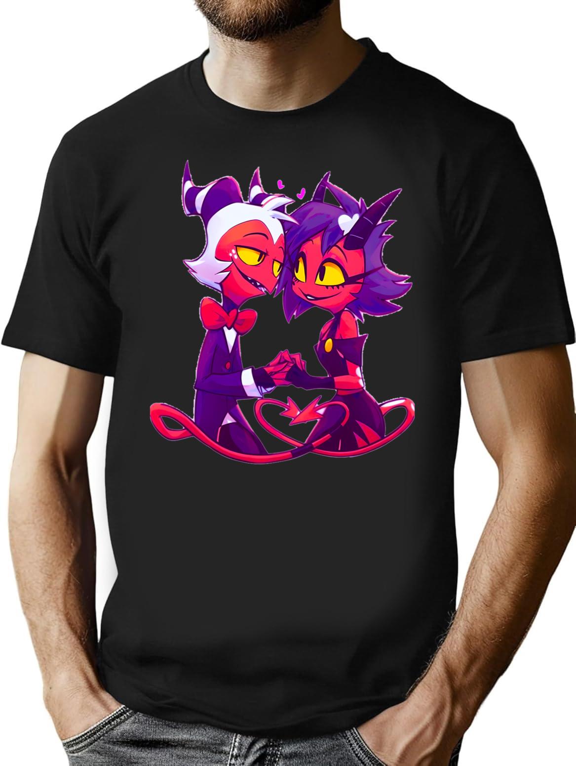 Helluva Boss Millie And Moxxie Premium Heavyweight Cotton T-Shirt - Black
