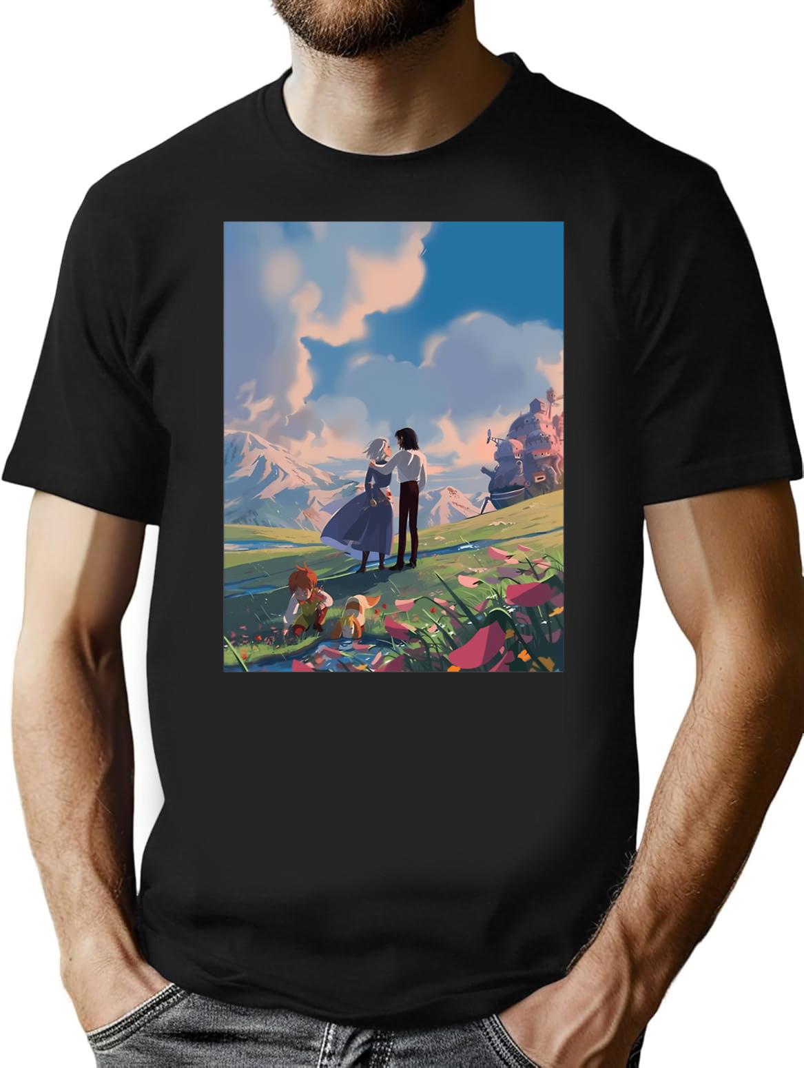 Howlx27S Moving Castle Classic T-Shirt for Men & Women, T-Shirts Graphic Tee - Black