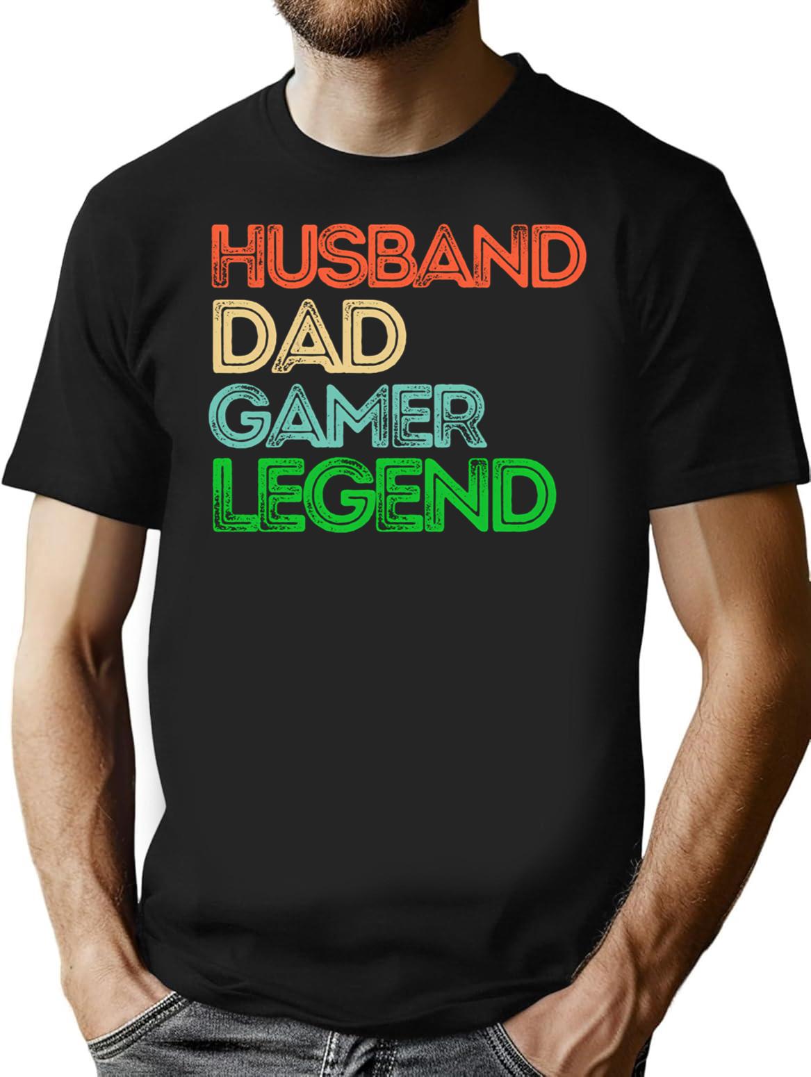 Husband Dad Gamer Legend Gamer Father Gifts T-Shirt for Men & Women, T-Shirts Graphic Tee - Black