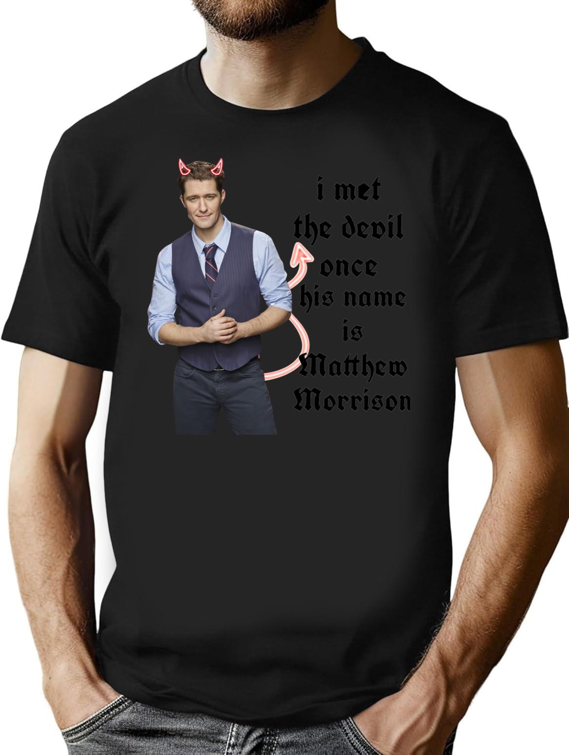 I Met The Devil Once His Name is Matthew Morrison Premium Heavyweight Cotton T-Shirt - Black