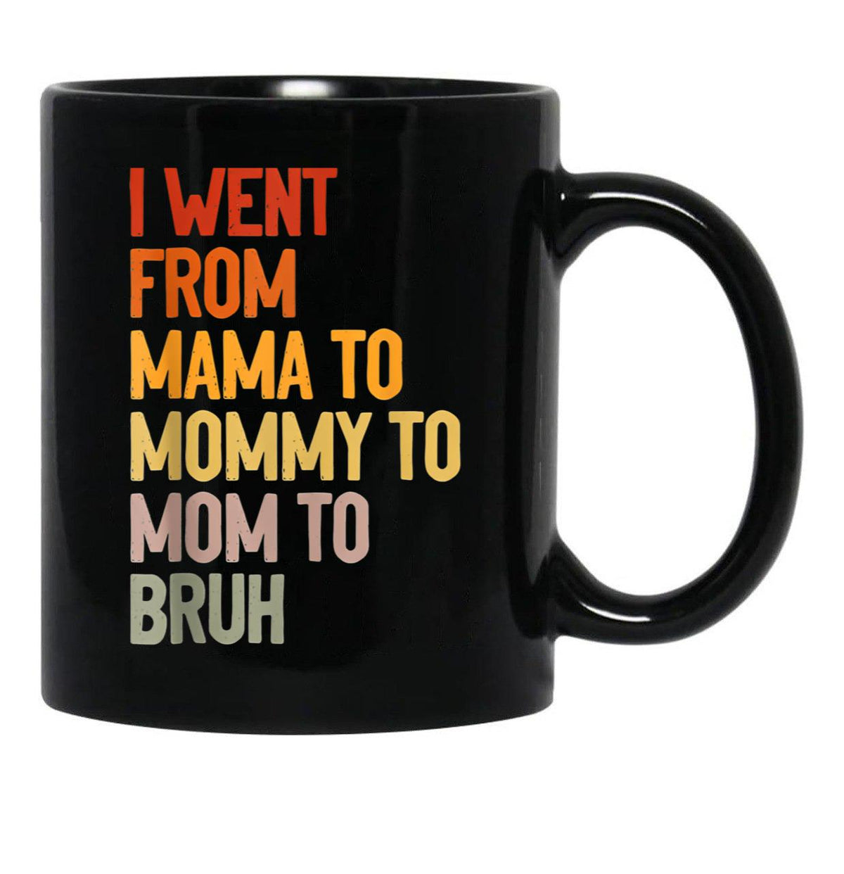 I Went From Mama To Mommy To Mom To Bruh Funny Mother'S Day Gift Black Coffee Mug - Black
