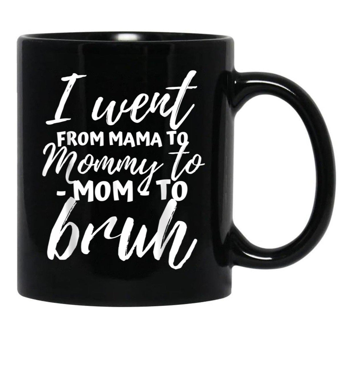 I Went From Mama To Mommy To Mom To Bruh Funny Mothers Day Gift Black Coffee Mug - Black