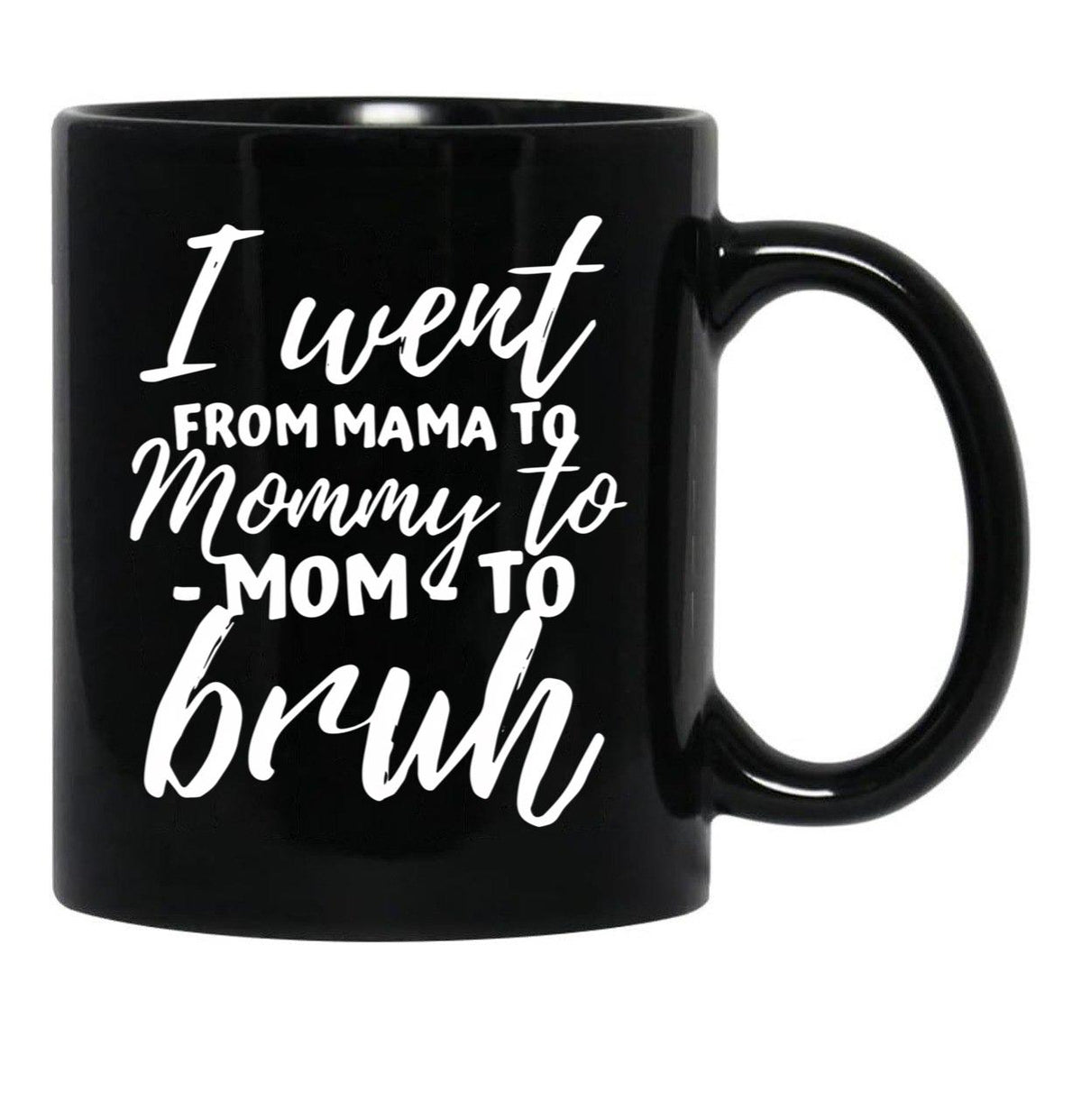 I Went From Mama To Mommy To Mom To Bruh Funny Mothers Day (1) Black Coffee Mug - Black