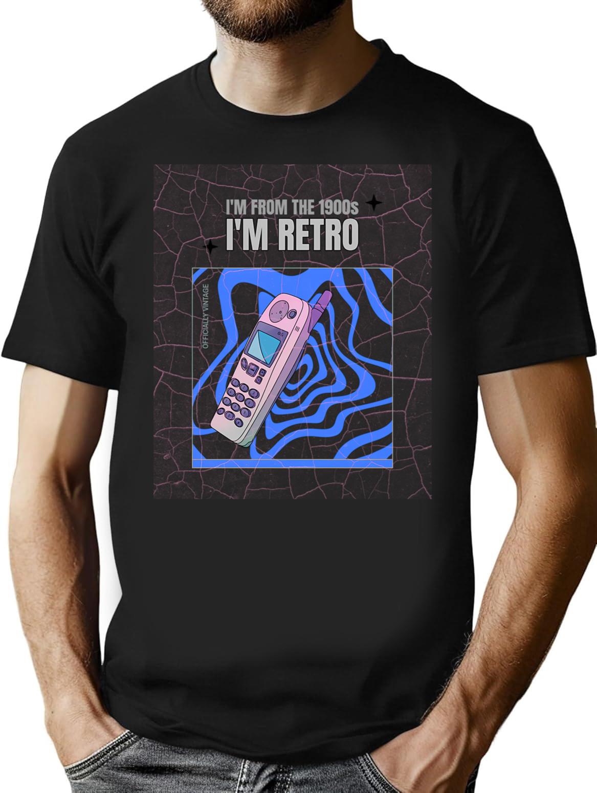 I'M From The 1900S Retro Brick Phone Vintage T-Shirt for Men & Women, T-Shirts Graphic Tee - Black