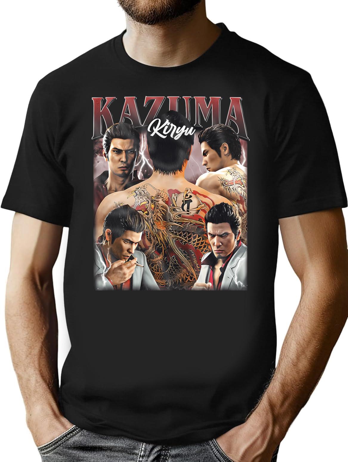 Kazuma Kiryu Vintage Bootleg Style T-Shirt for Men & Women, T-Shirts Graphic Tee - Black