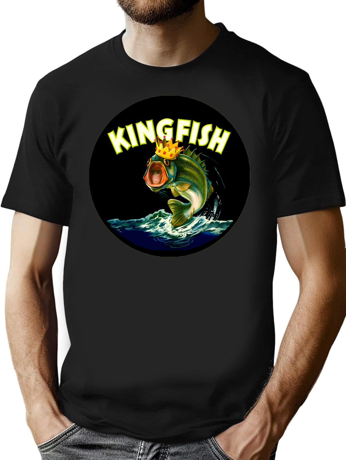 Kingfish T-Shirt for Men & Women, T-Shirts Graphic Tee - Black