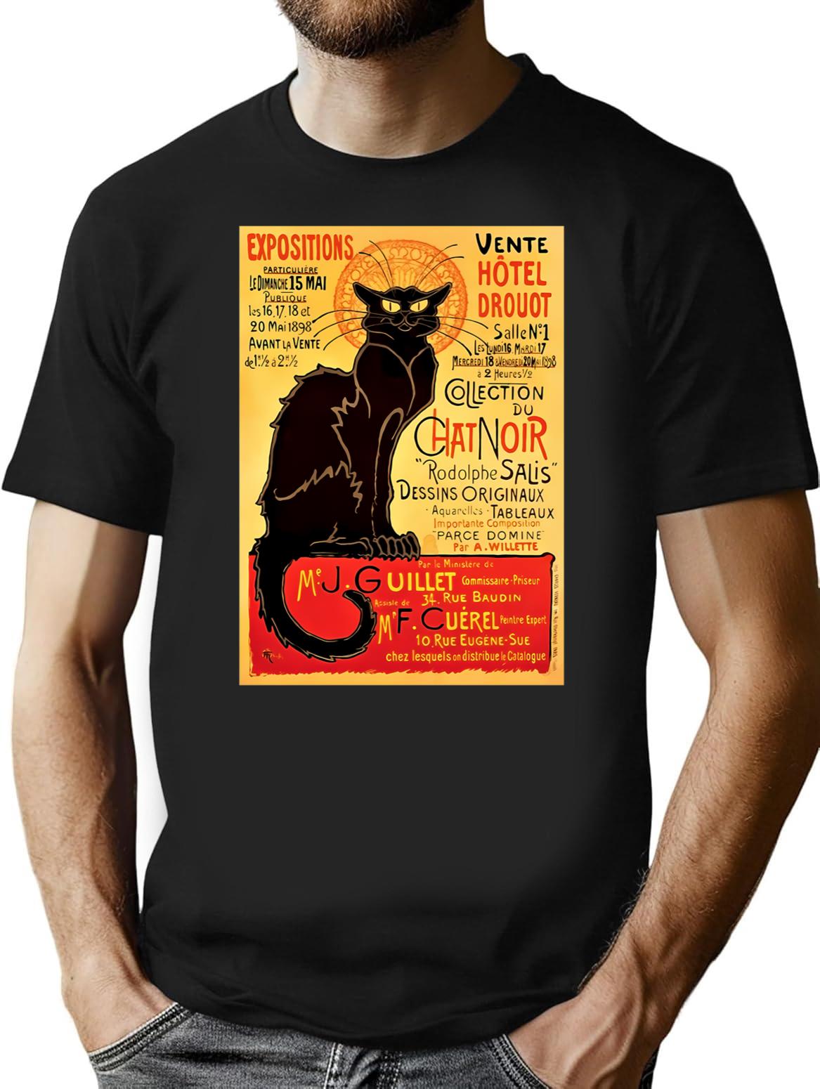Le Chat Noir Exposition Particulire - 1896 T-Shirt for Men & Women, T-Shirts Graphic Tee - Black