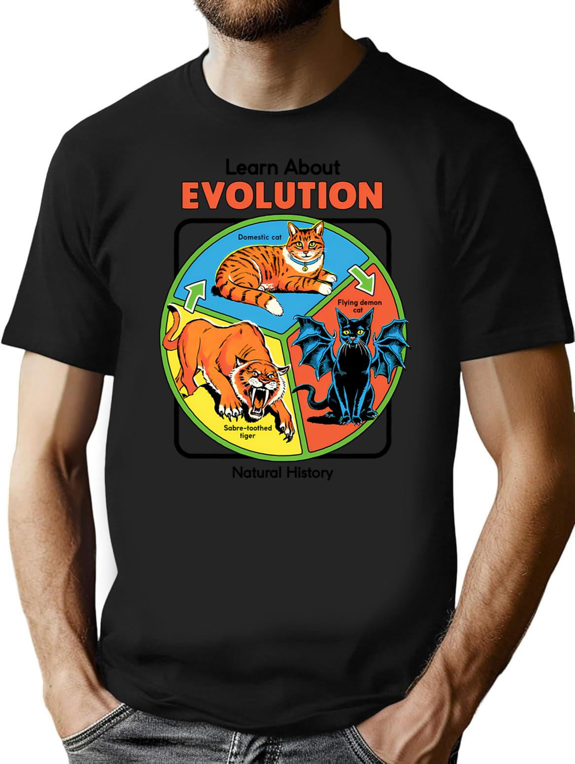 Learn About Evolution T-Shirt for Men & Women, T-Shirts Graphic Tee - Black