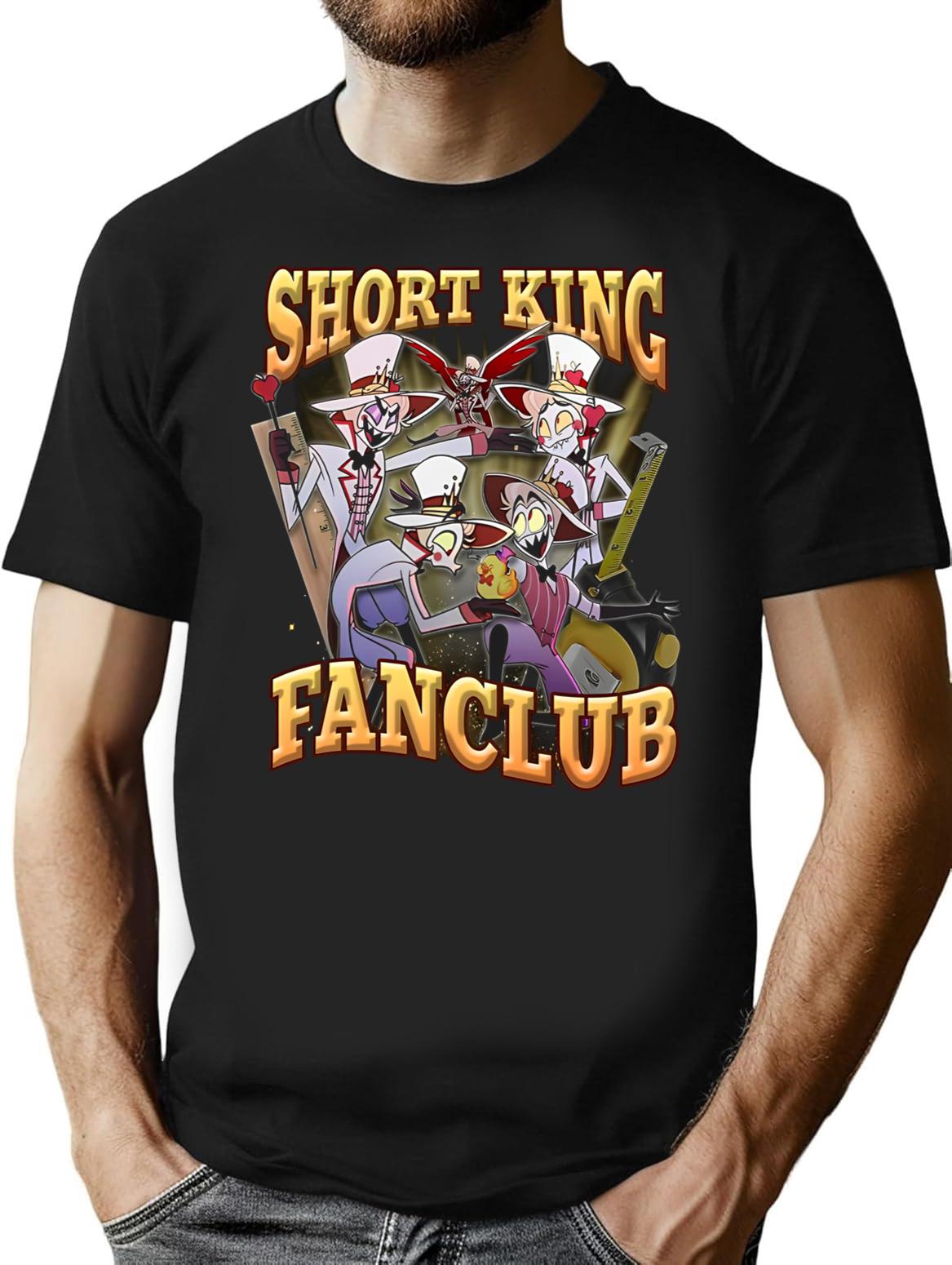 Lucifer Short King Fanclub - Hazbin Hotel Essential Premium Heavyweight Cotton T-Shirt - Black